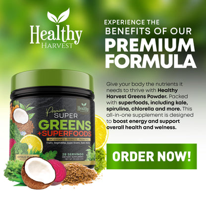 Greens Powder Superfood Supplement - Super Green Reds Smoothie Mix Blend with Spirulina Healthy Harvest NutritionBuy Supplements Australia