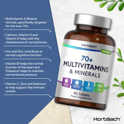 Multivitamin 70 Plus Tablets | 90 Count | with Essential Vitamins and Minerals | for Men and HorbäachBuy Supplements Australia