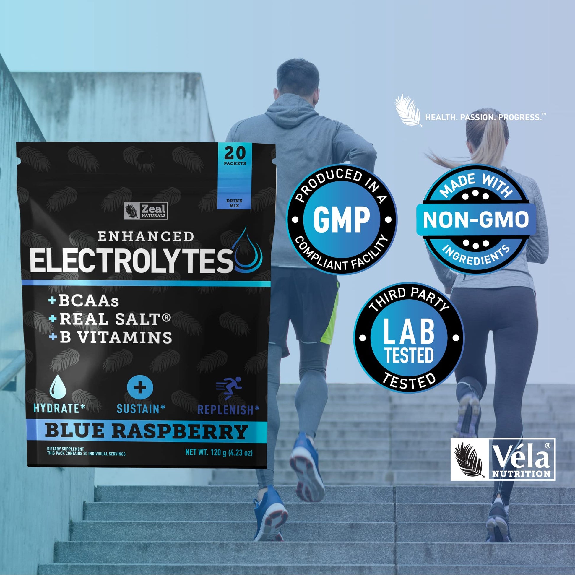 Enhanced Powder Stick Packs (Blue Raspberry - 20 Packets) Sugar Free + BCAA B-Vitamin Zeal NaturalsBuy Supplements Australia
