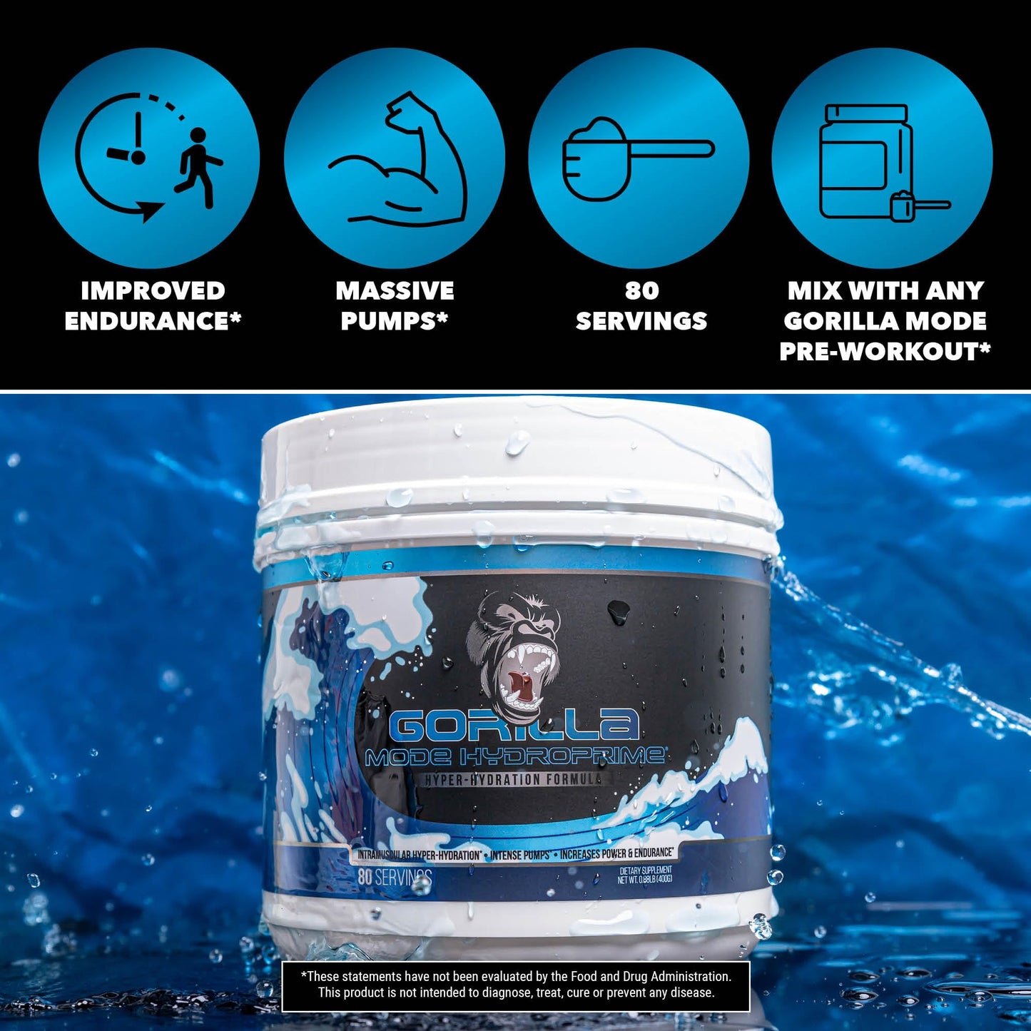 Gorilla Mind Hydroprime Glycerol Pre-Workout - Hydrating Pre-Workout Formula for Intense Gorilla MindBuy Supplements Australia