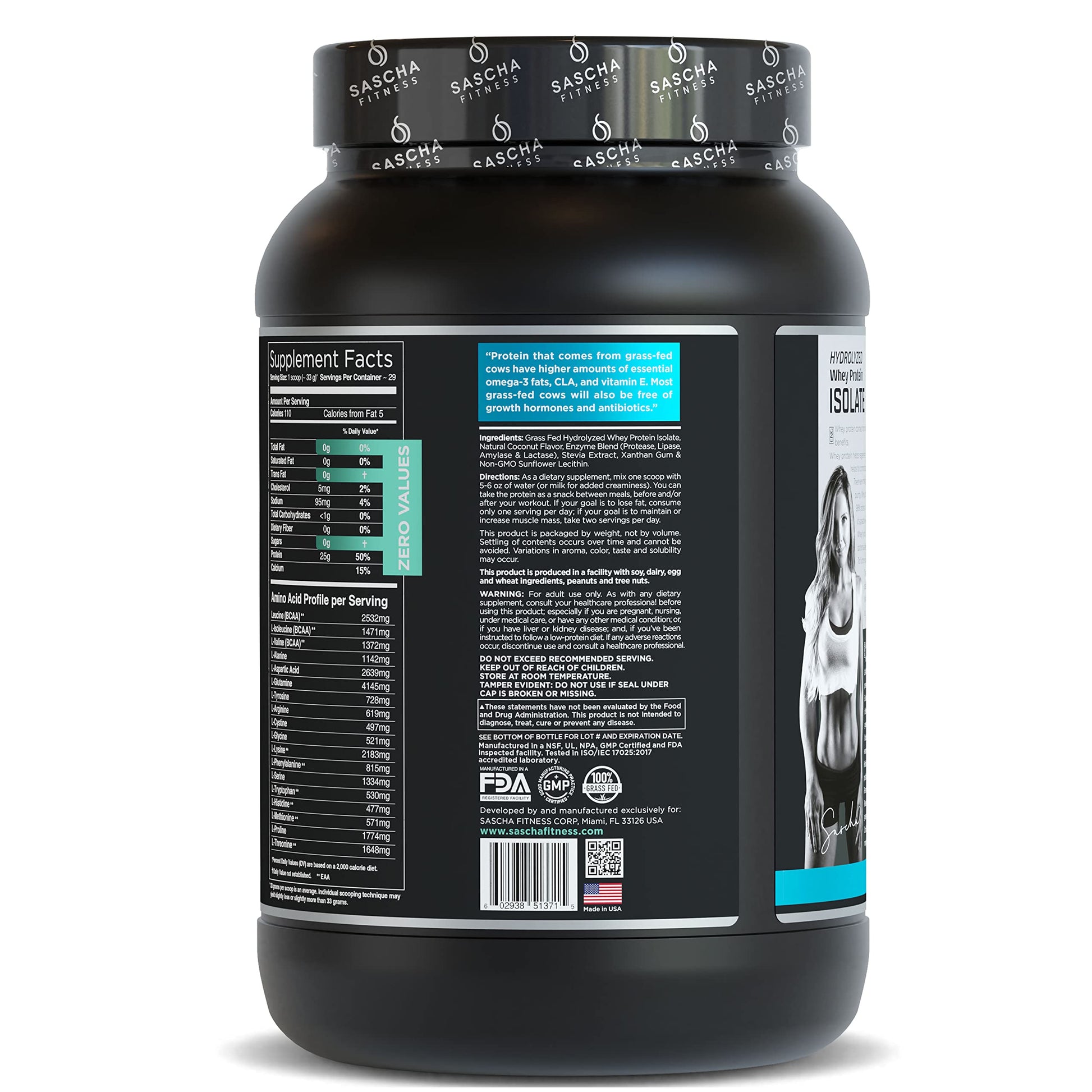 SASCHA FITNESS Hydrolyzed Whey Protein Isolate,100% Grass-Fed (2 Pounds, Coconut) SASCHA FITNESSBuy Supplements Australia