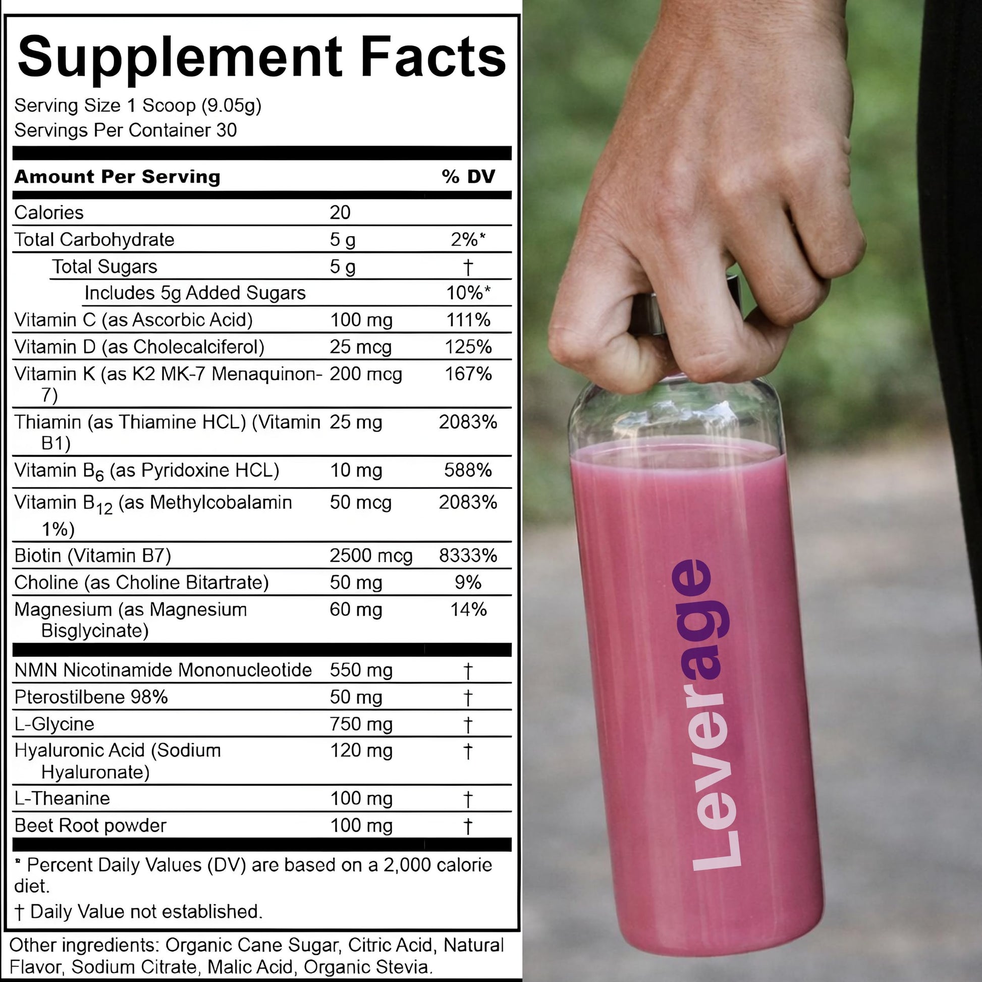 Leverage Mixed Berries Anti–Aging Supplement & Longevity Mix - Daily Wellness Multivitamin Powder with Hyaluronic Acid, L-Glycine & Magnesium for Skin, Energy, Cognitive Function & Joint–30 Servings LeverageBuy Supplements Australia