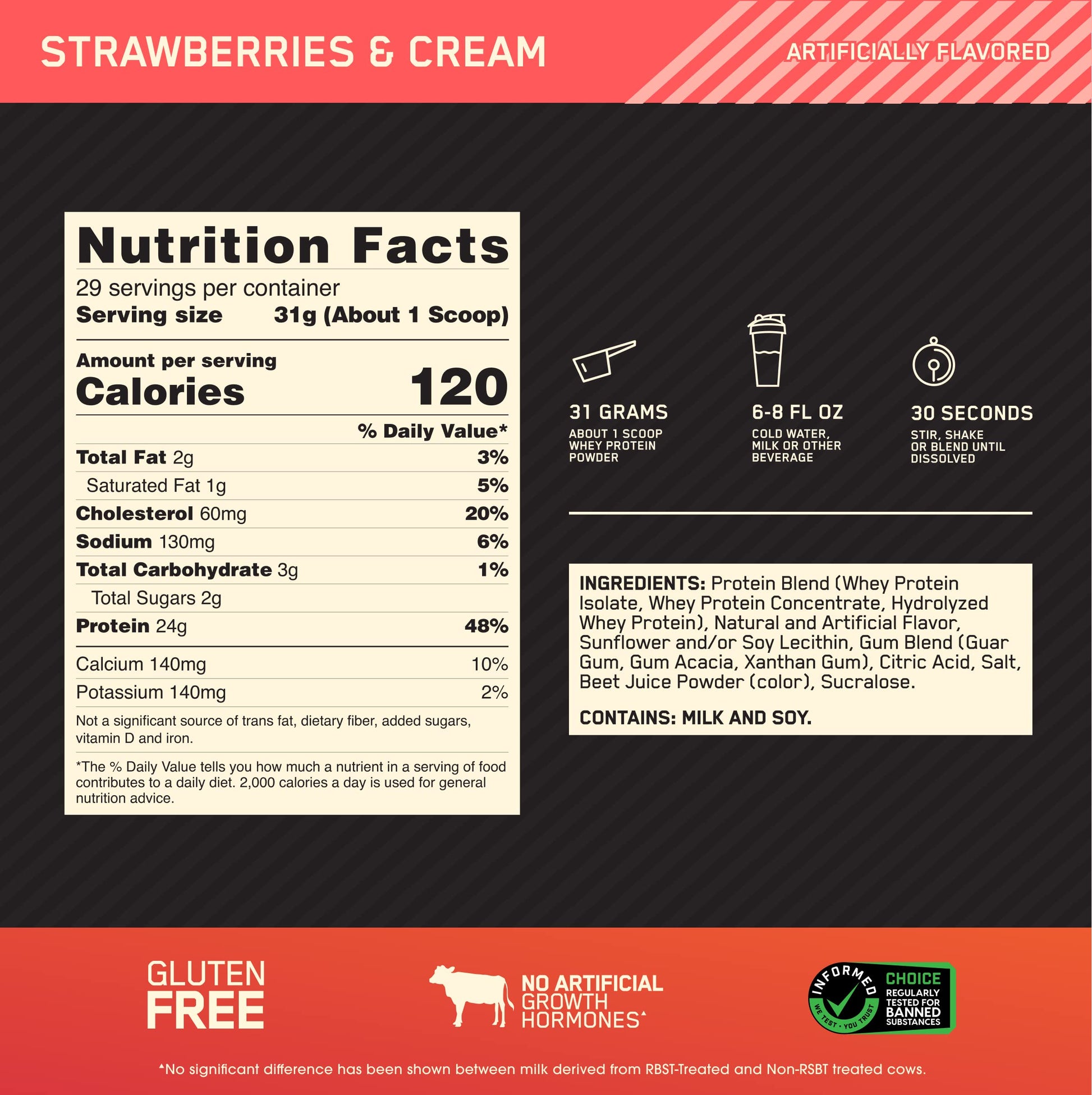 Optimum Nutrition Gold Standard 100% Whey Protein Powder, Strawberries & Cream Optimum NutritionBuy Supplements Australia