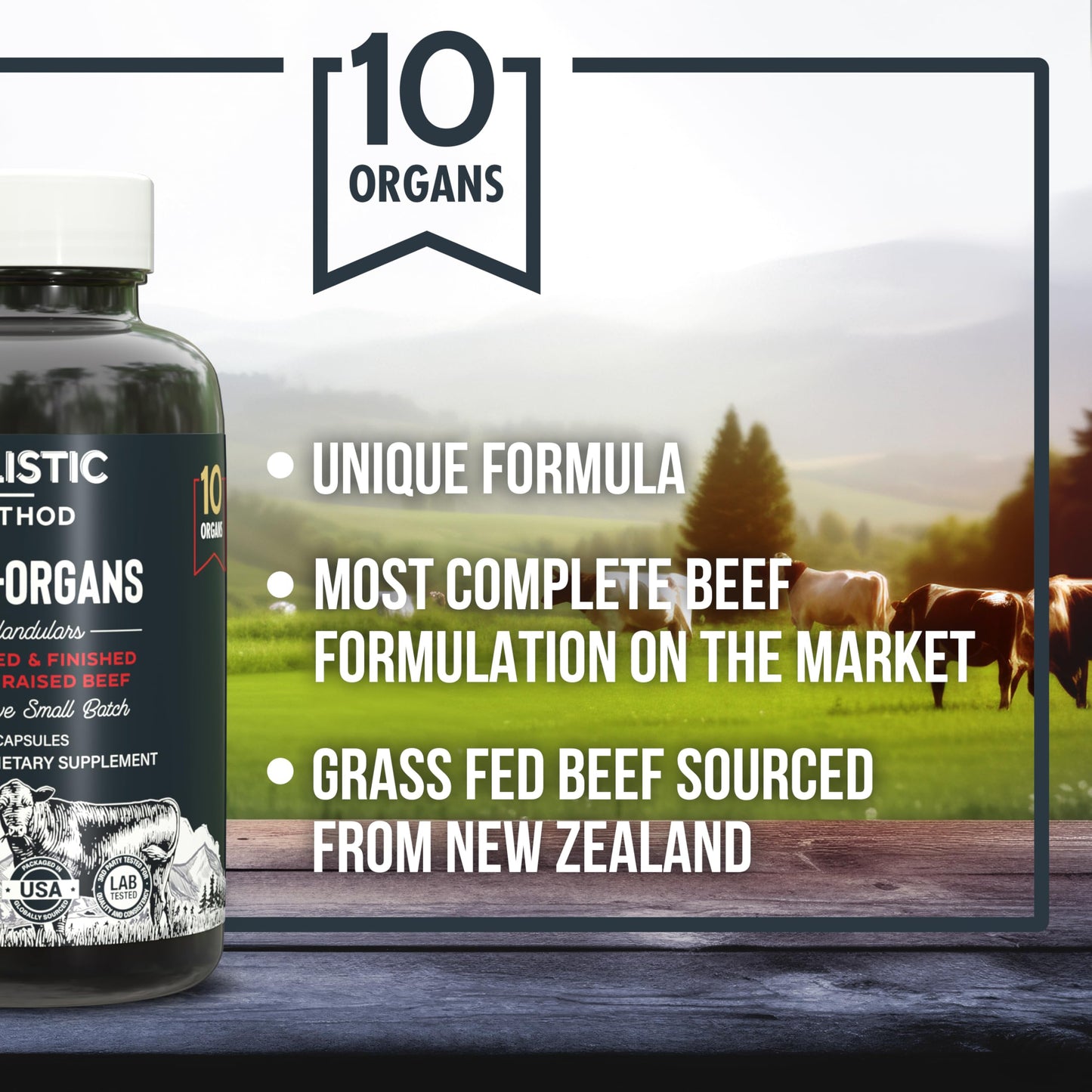 Beef Organ Supplement Complex - 10 Carnivore Grass Fed Proprietary Blend of Liver, Marrow, Brain, Thymus, Spleen, Kidney, Colostrum, Heart, Pancreas, Gallbladder - 180 Caps Carnivore MethodBuy Supplements Australia