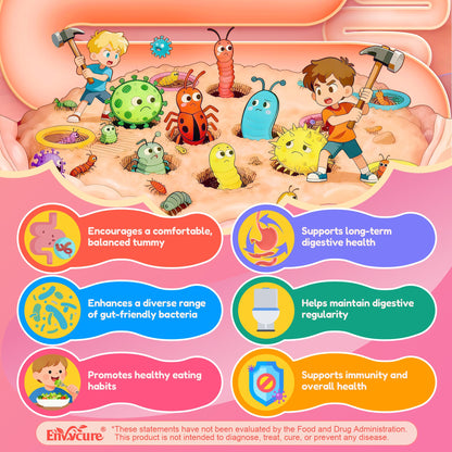 Toddler 2-4 & Kids 4+ Para Clean Gut Health Gummies w/Black Walnut, Wormwood, Clove, Pumpkin Seeds, Vitamin C, D3, Zinc, Digestive Supplement for Natural Gut Cleanse, Kids Immune Support (60cts) EnvyCureBuy Supplements Australia
