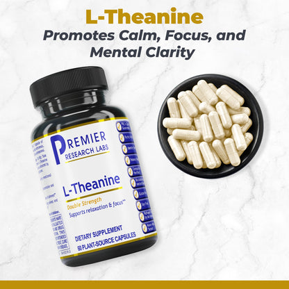 Premier Research Labs L-Theanine Double Strength - Pure L Theanine Supplement 200mg, Focus & Energy Support for Men & Women, Amino Acid for Relaxation, Support for Adults & Kids - 60 Vegan Capsules Premier Research LabsBuy Supplements Australia