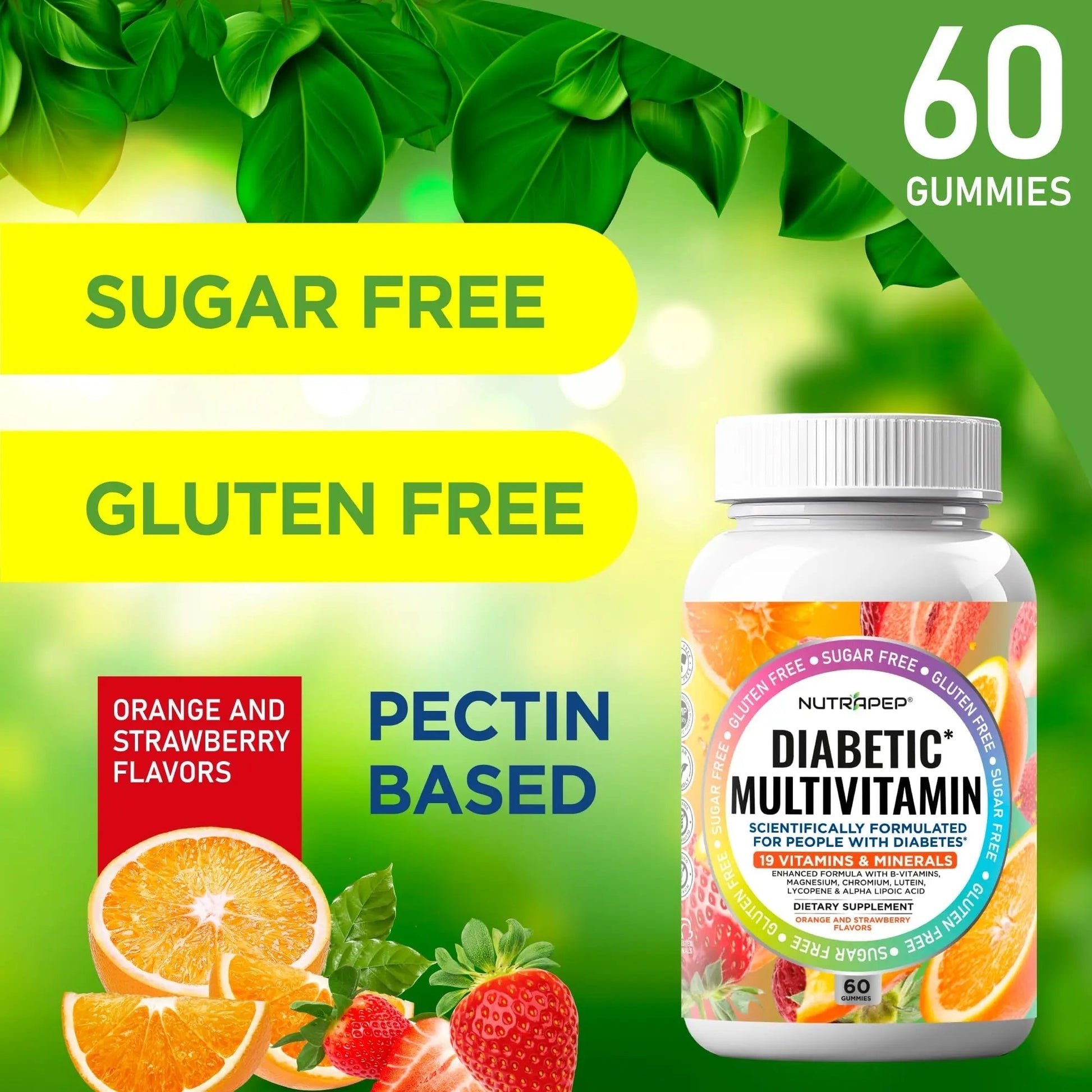 NutraPep Premium Multivitamin Chewable Gummies for Women & Men - Sugar-Free & Gluten Free Supplement Vitamins NutraPep