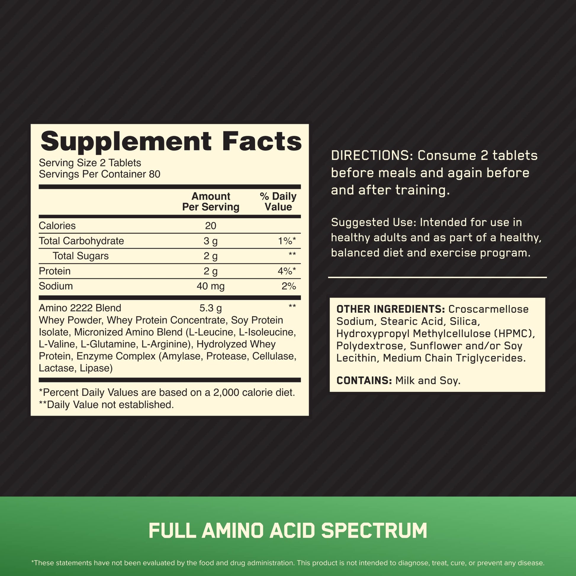 Optimum Nutrition Superior Amino 2222 Tablets, Complete Essential Amino Acids, EAAs Optimum NutritionBuy Supplements Australia