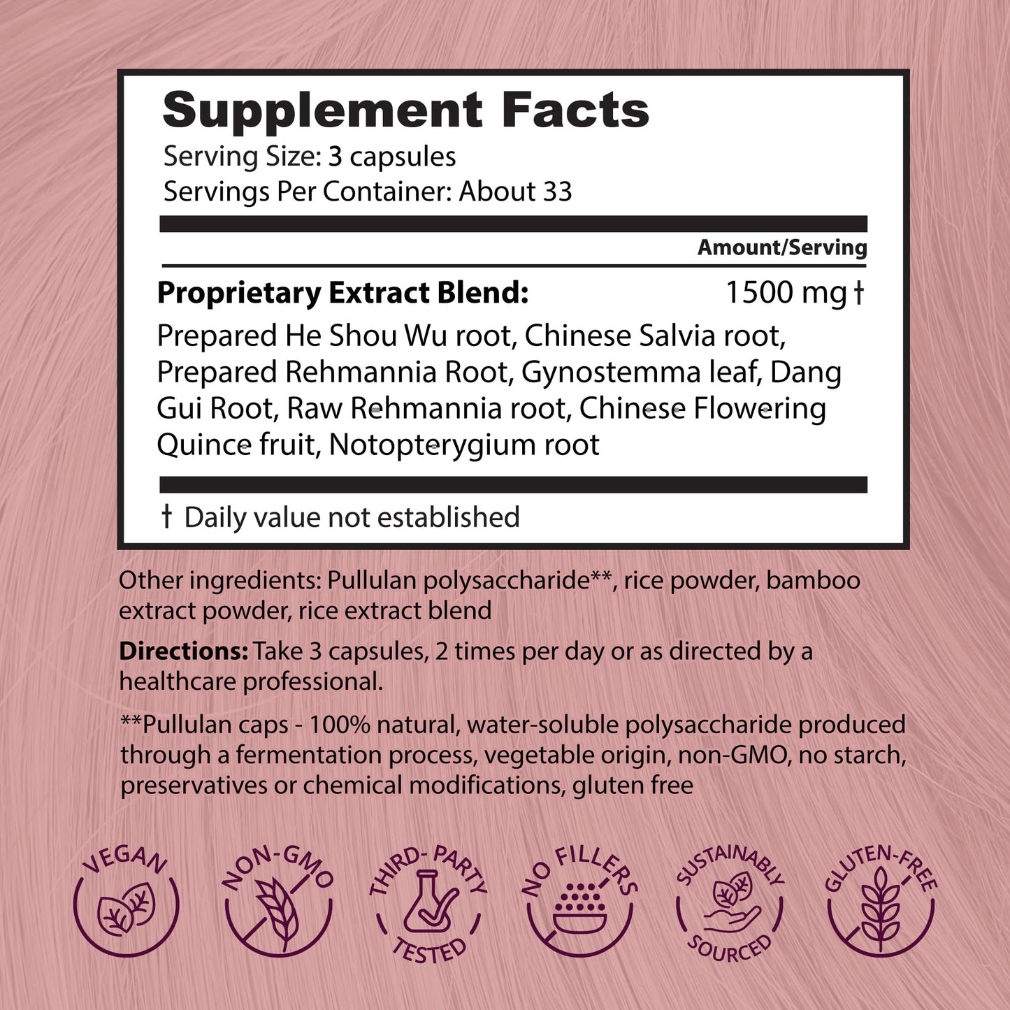 Dragon Herbs Hair and Nails | All Natural Supplement to Support Hair, Nails, Healthy Aging, and Circulation | All Natural Ingredients, Non-GMO (100 Capsules, 500 mg Per Capsule) Dragon HerbsBuy Supplements Australia