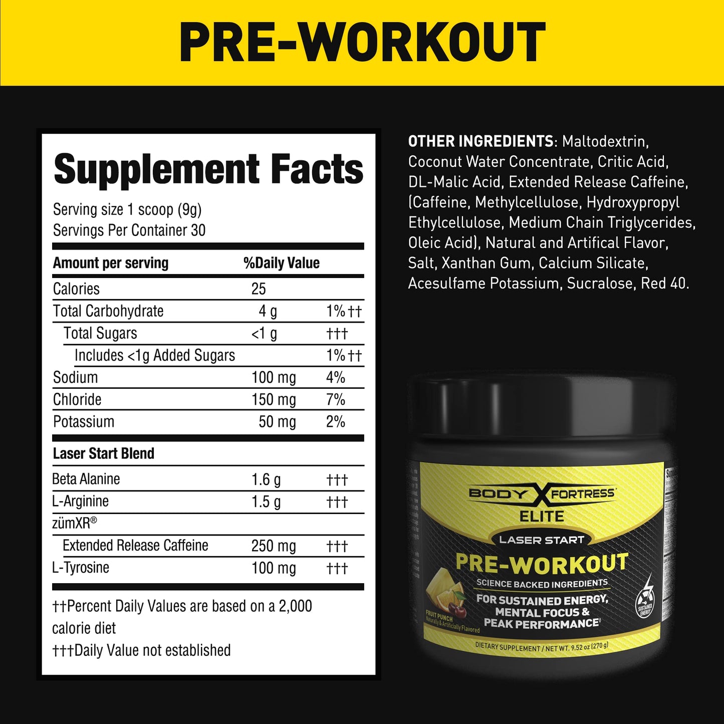 Body Fortress Elite Laser Start Pre-Workout Powder,ZümXR Caffeine for Sustained Energy Body FortressBuy Supplements Australia