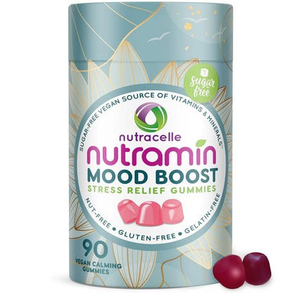NUTRAMIN Mood Boost Multivitamin Gummy - Delicious & Yummy Anti-Stress Magnesium Ashwagandha Gummies + B Complex Vitamins for Focus and Calm Nutracelle