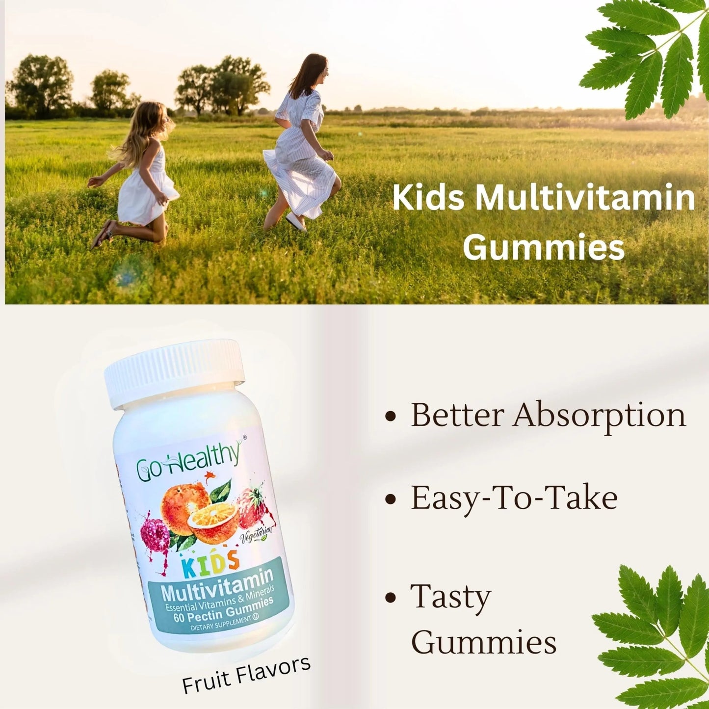 Go Healthy Kids Multivitamin Gummies, Immune Support, Kids Vitamin Gummies, Kosher Kid Vitamin, Halal Go Healthy Natural