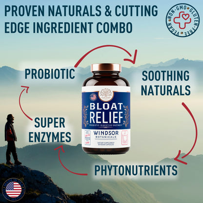 Bloat Relief Probiotic and Digestive Enzymes - Anti Bloating Turmeric, Fennel, Bromelain IBS WINDSOR BOTANICALSBuy Supplements Australia