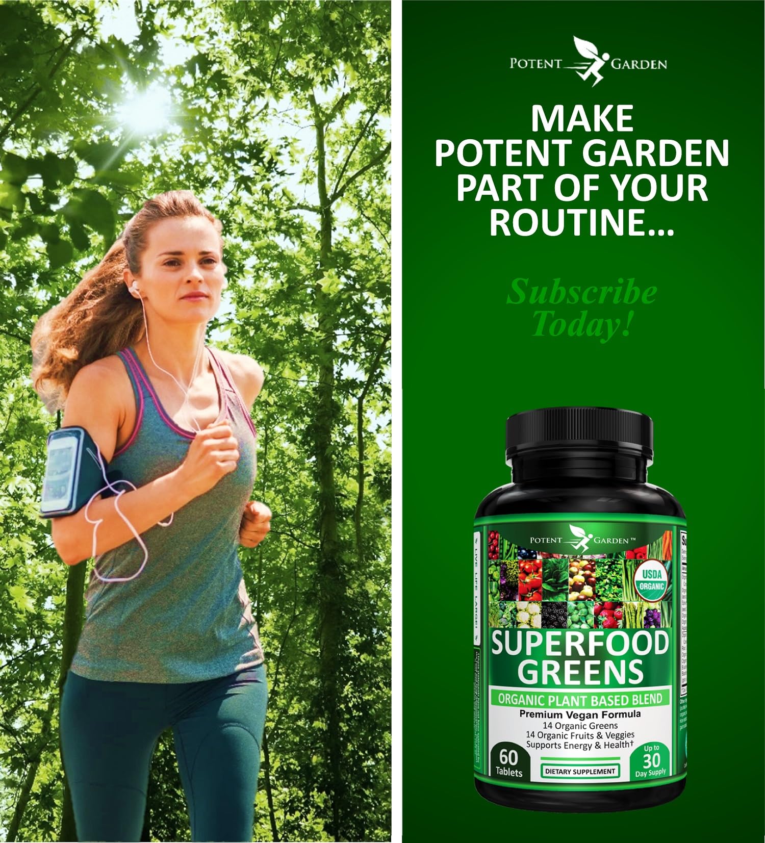 Potent Garden Organic Superfood Greens, Fruit and Veggies Supplement Rich in Vitamins & Antioxidants with Alfalfa, Beet Root & Tart Cherry to Boost Energy, Immunity & Gut Health, Greens Tablets 60 Ct Potent GardenBuy Supplements Australia