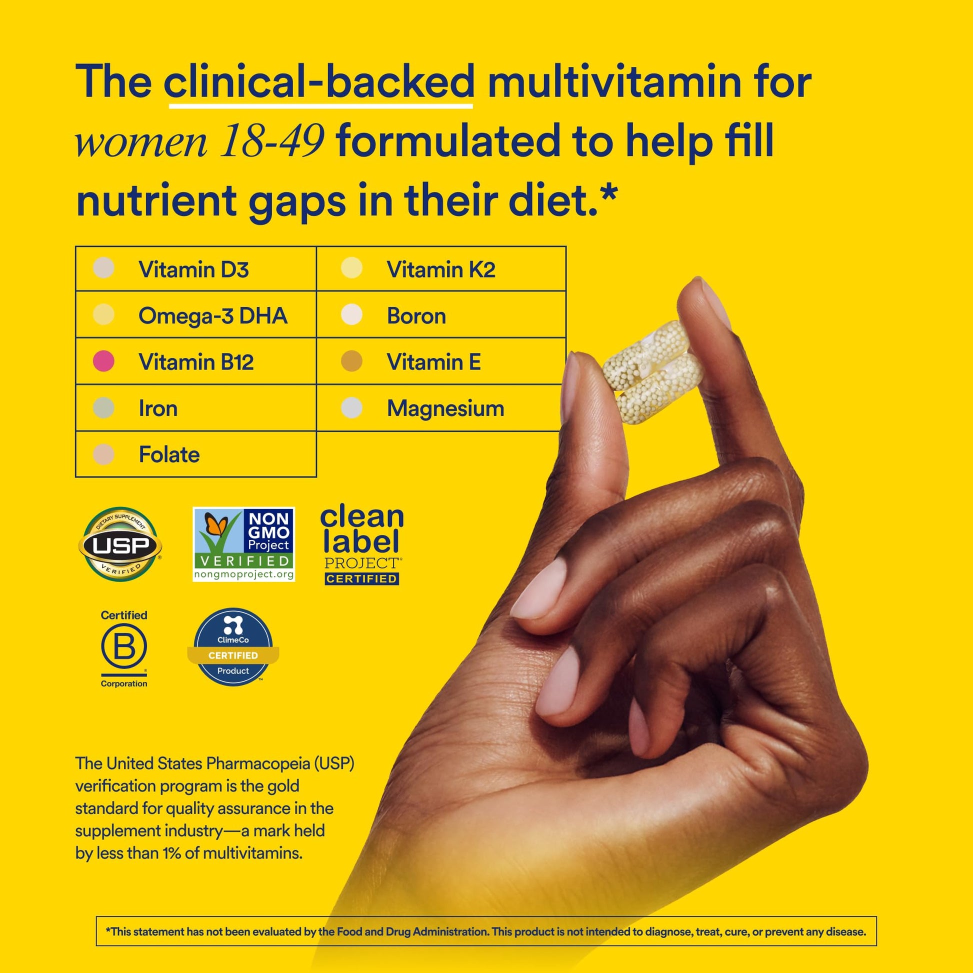Ritual Multivitamin for Women 18+ with Vitamin D3 for Immune Support*, Vegan Omega 3 DHA, B12, Iron, Gluten Free, Non GMO, USP Verified, Mint RitualBuy Supplements Australia