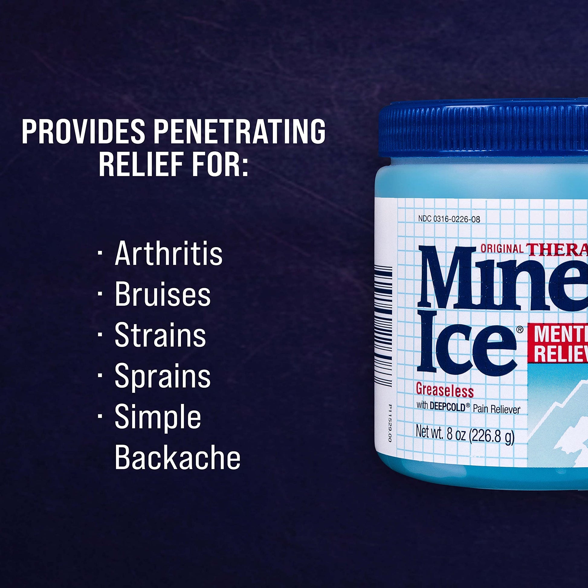 Mineral Ice Original Therapeutic Menthol Pain Relief Gel. Greaseless with "Deepcold" Pain Reliever. Provides Cooling & Penetrating Relief for Arthritis, Simple Backache, Strains & Sprains (8 Ounce) Mineral IceBuy Supplements Australia