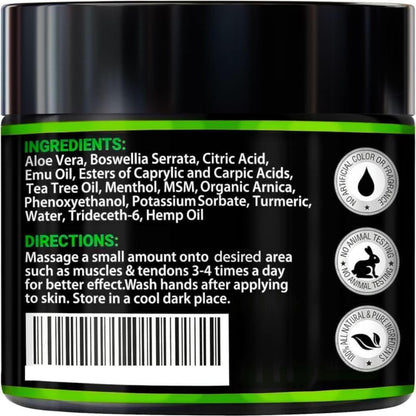 Hemp Cream - Maximum Strength - Natural Hemp Oil Extract Gel Rub with MSM - Glucosamine - Arnica - Turmeric - Maximum Strength - Formulated in USA - 3.9 oz ArvesaBuy Supplements Australia