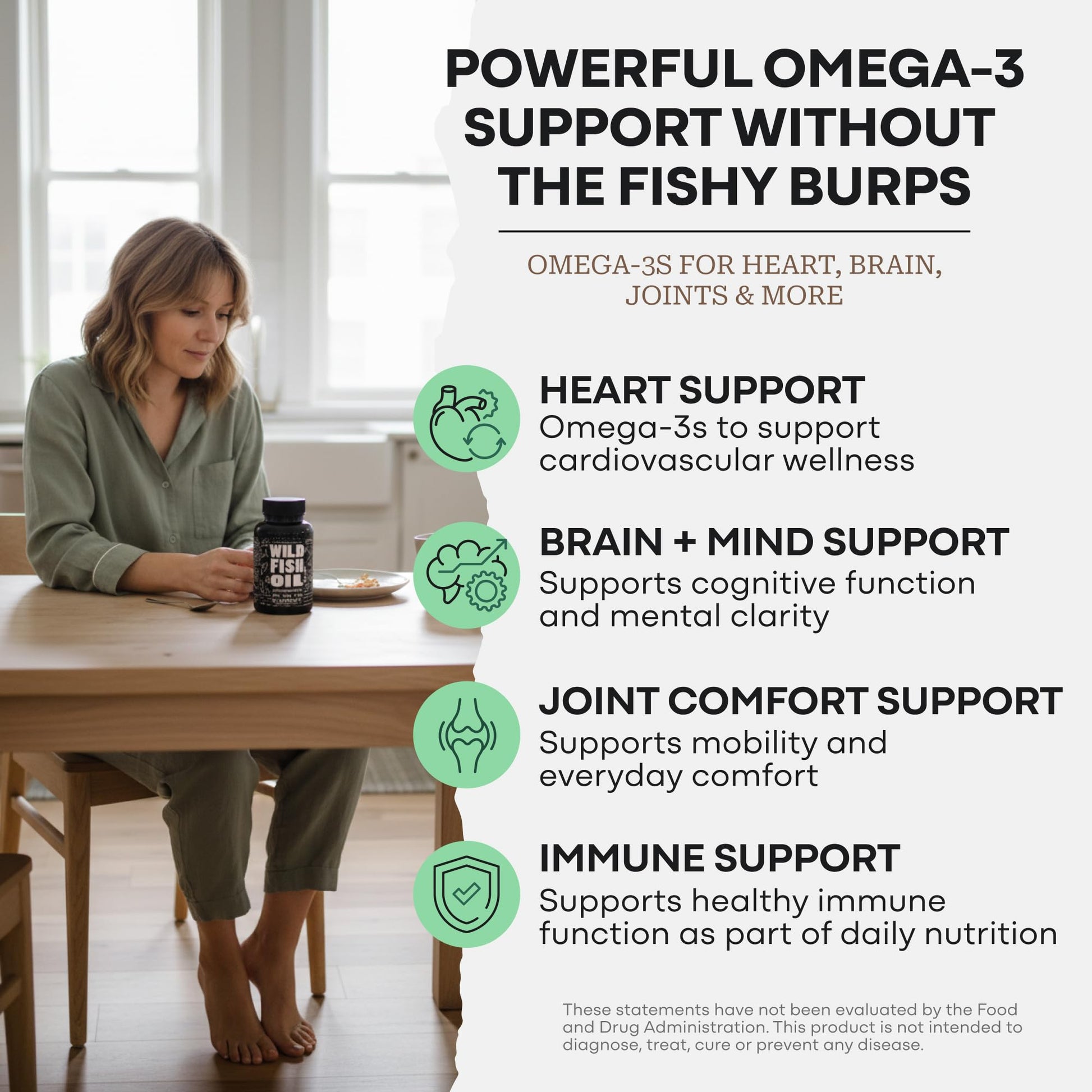 Wild Foods Fish Oil Omega 3 Supplements | 1600 mg | Highly-Potent: DPA, DHA, EPA | Burpless, Odorless, Non-GMO, Gluten Free | For Brain & Heart Health, Joint Support | 60 Capsules (1 pk) | 30 Servings Wild FoodsBuy Supplements Australia