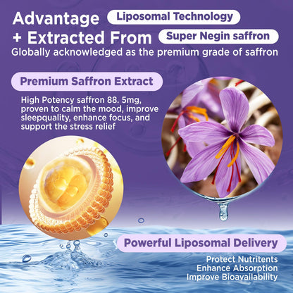 HOLLEGEND Liposomal Saffron Drops for Kids & Adults, Organic Saffron Supplement w/Magnesium, L-Theanine and Vitamins for Stress, Focus, Vision and Energy Support, Vegan, Natural Lemon Flavor, 2 FL OZ HOLLEGENDBuy Supplements Australia