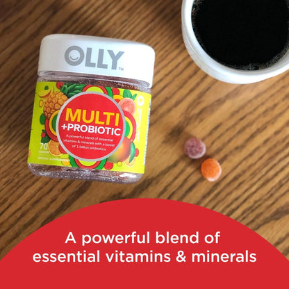 OLLY Multi + Probiotic Adult Multivitamin Gummy, 1 Billion CFUs, Digestive and Immune Support & Metabolism Gummy Rings, Apple Cider Vinegar, Vitamin B12, Chromium, Energy and Digestive Health OLLYBuy Supplements Australia