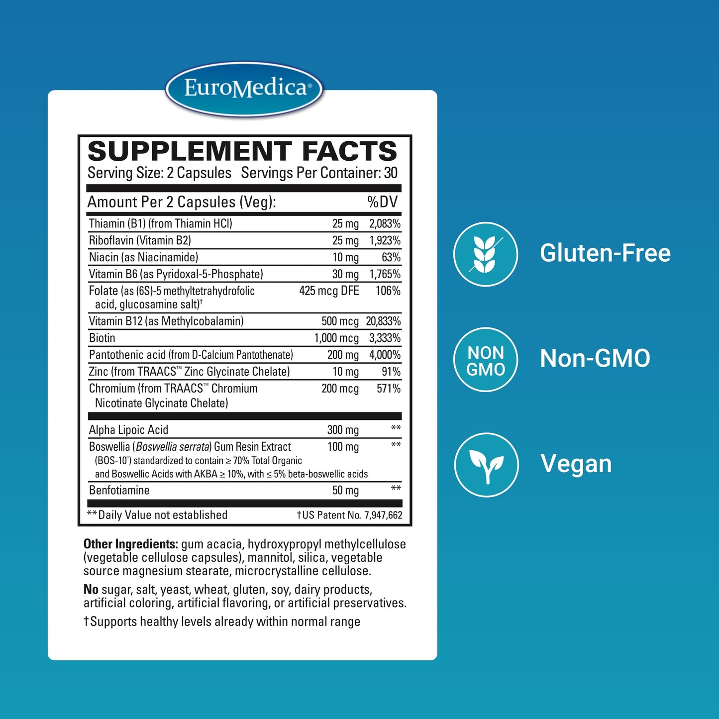 EuroMedica Nerve Complex - Herbal Supplement with Bioactive Vitamin B12 - Circulation & Nerve Health Support Supplement - Vegan Capsules with Boswellia Serrata - 60 Capsules EuroMedicaBuy Supplements Australia
