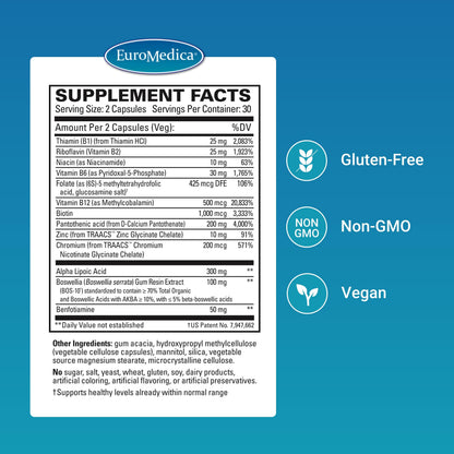 EuroMedica Nerve Complex - Herbal Supplement with Bioactive Vitamin B12 - Circulation & Nerve Health Support Supplement - Vegan Capsules with Boswellia Serrata - 60 Capsules EuroMedicaBuy Supplements Australia