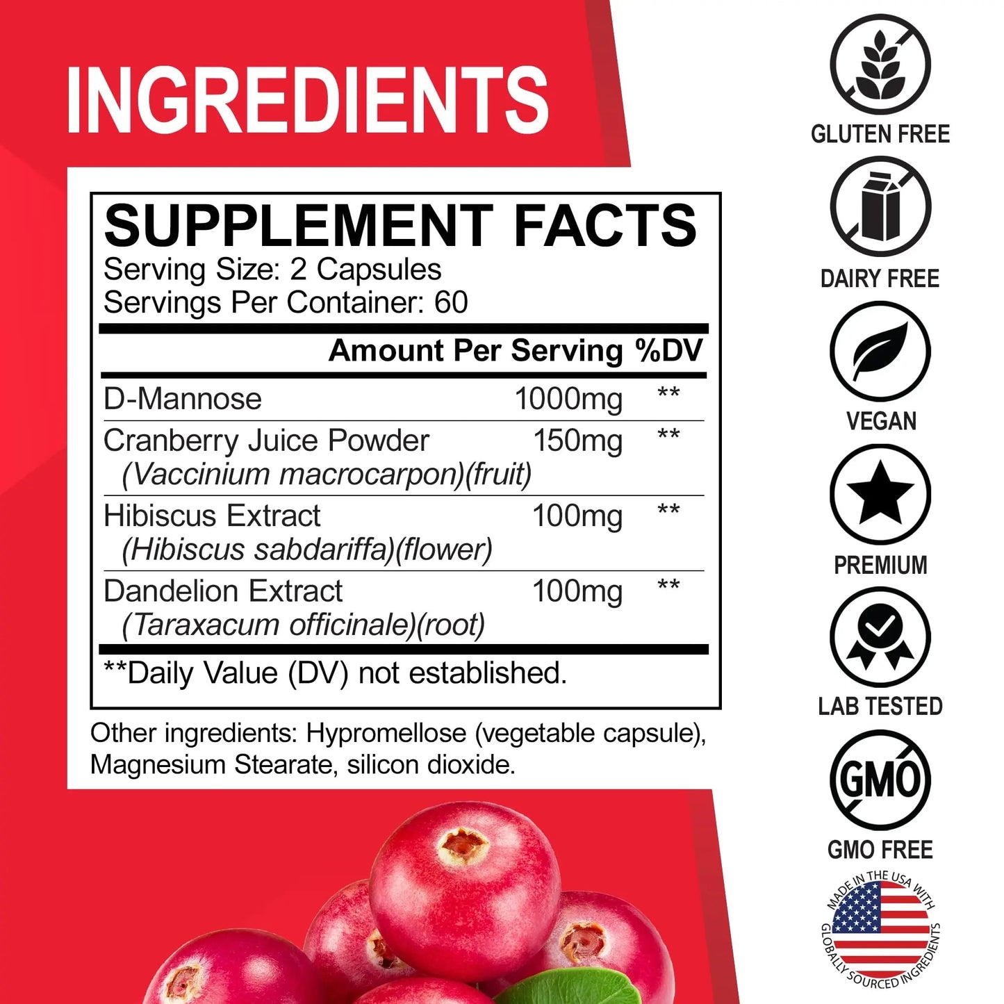 D Mannose Supplements for Women Pills - Natural D-Mannose 500mg Capsules, Cranberry DMannose Pills 1000mg Per Serving - Bladder Flush & Urinary Tract Cleanse Health Supplement - 120 Veg Capsules DR. BOBuy Supplements Australia