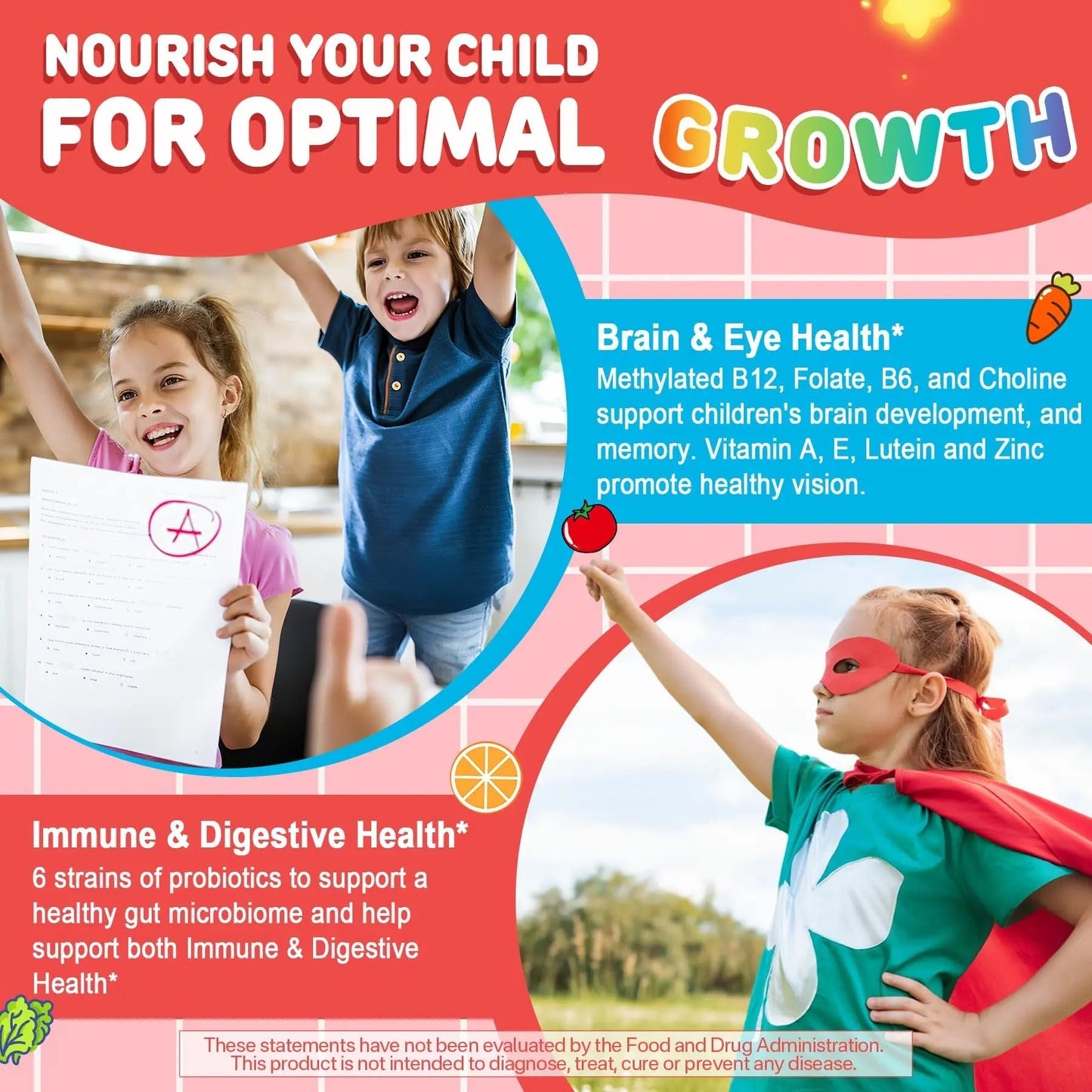Kids Multivitamin Gummies + Calcium, Probiotics, Vitamin D3, C, Methylated B12 & Methylfolate, B6, A, K2, E, Zinc NEVISSBuy Supplements Australia