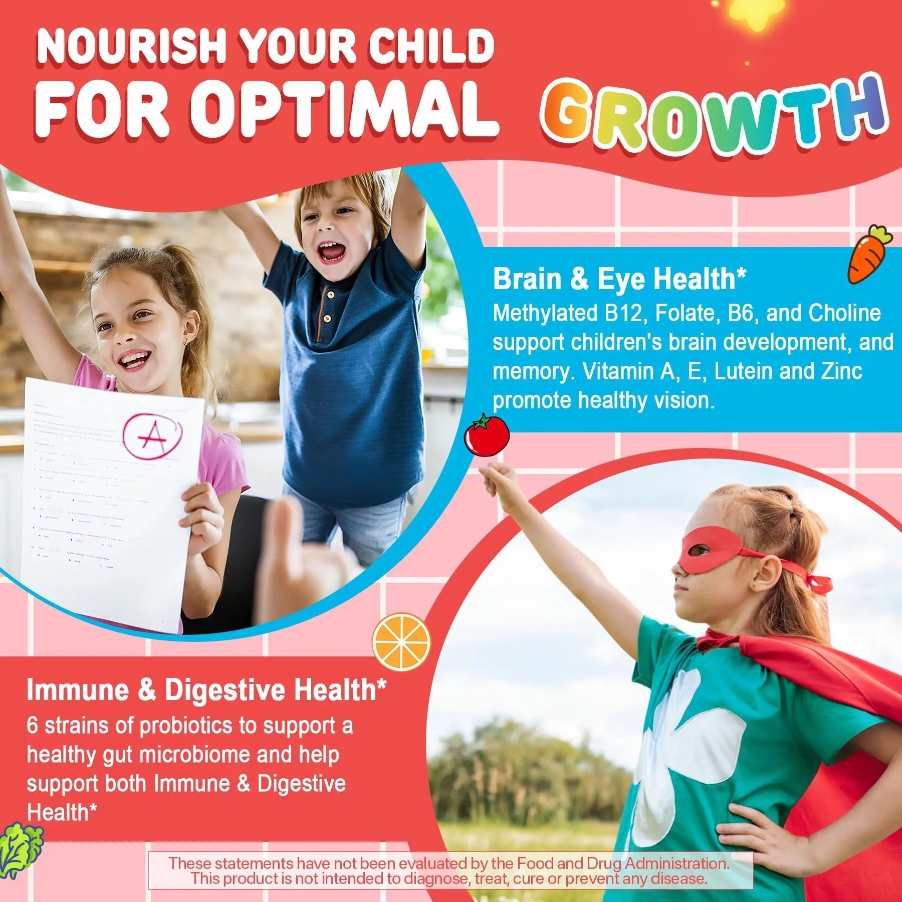 Kids Multivitamin Gummies + Calcium, Probiotics, Vitamin D3, C, Methylated B12 & Methylfolate, B6, A, K2, E, Zinc NEVISSBuy Supplements Australia
