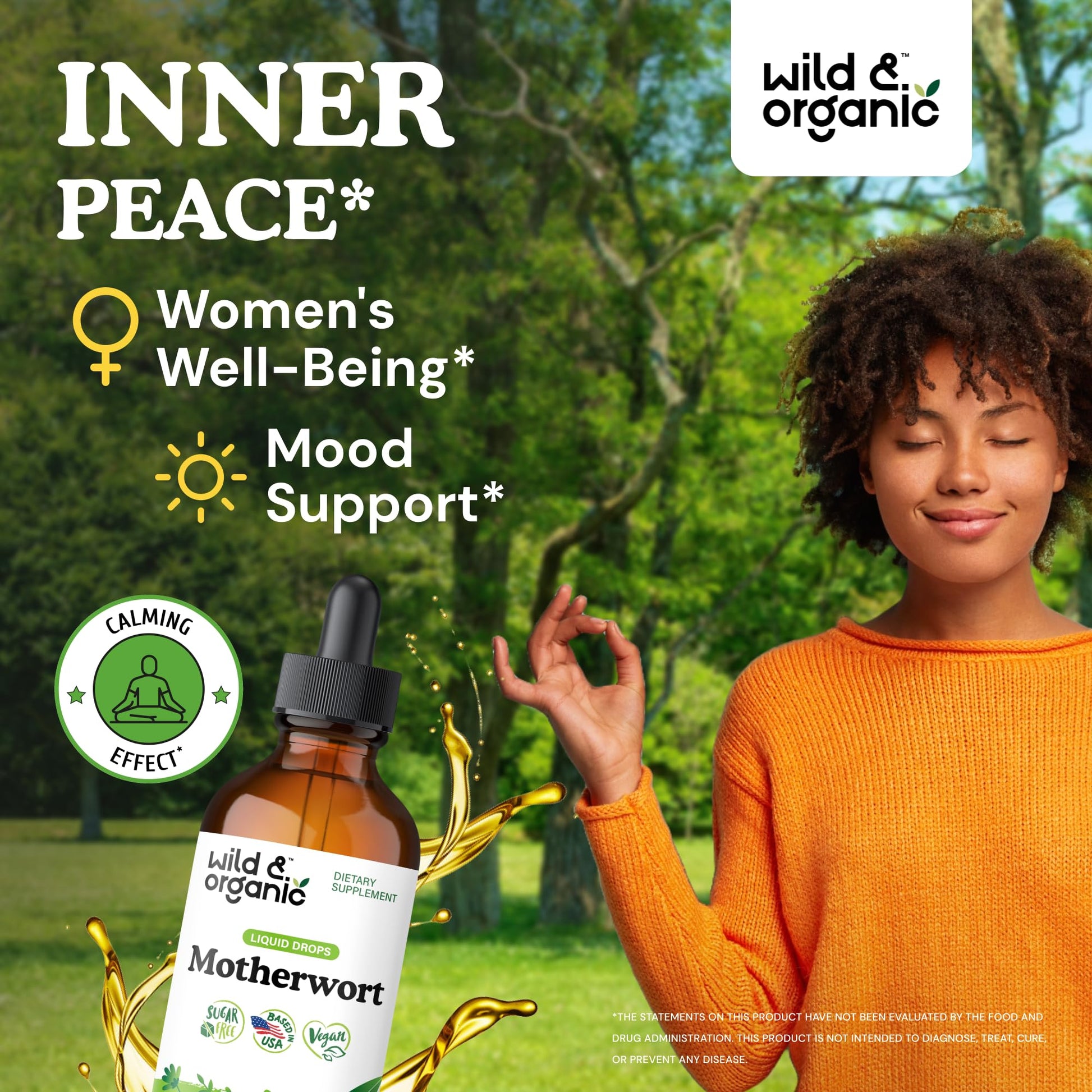 Wild & Organic Motherwort Tincture - Good Mood, Calmness, Overall Support - Supplements for Women with Motherwort Herb - Vegan, Sugar & Alcohol-Free Extract Drops - 4 fl oz Wild & OrganicBuy Supplements Australia