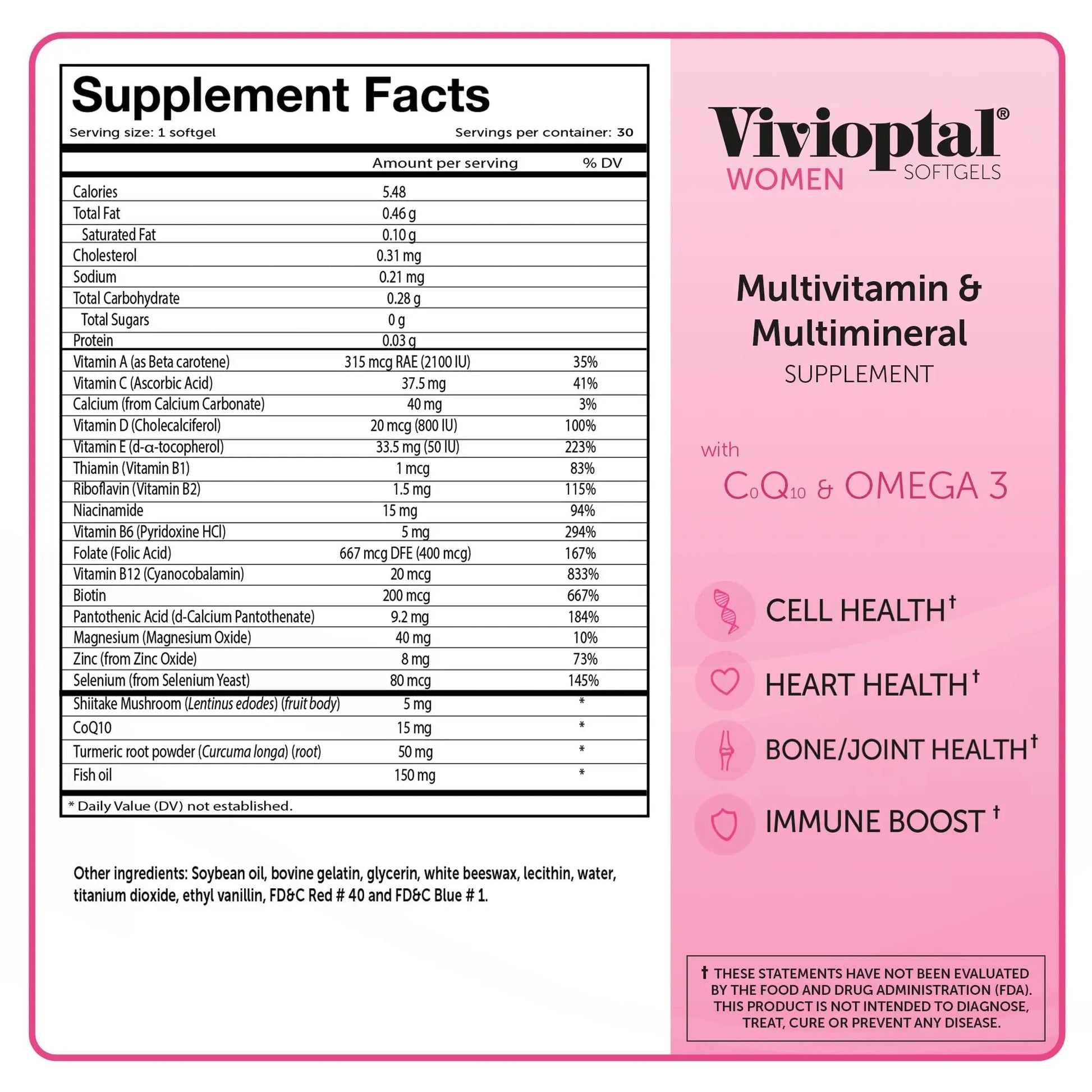 Vivioptal Women, 30 Capsules, CoQ10 & Omega-3, Multivitamin & Multimineral, Gluten Free, German Formula Vivioptal VitaminsBuy Supplements Australia