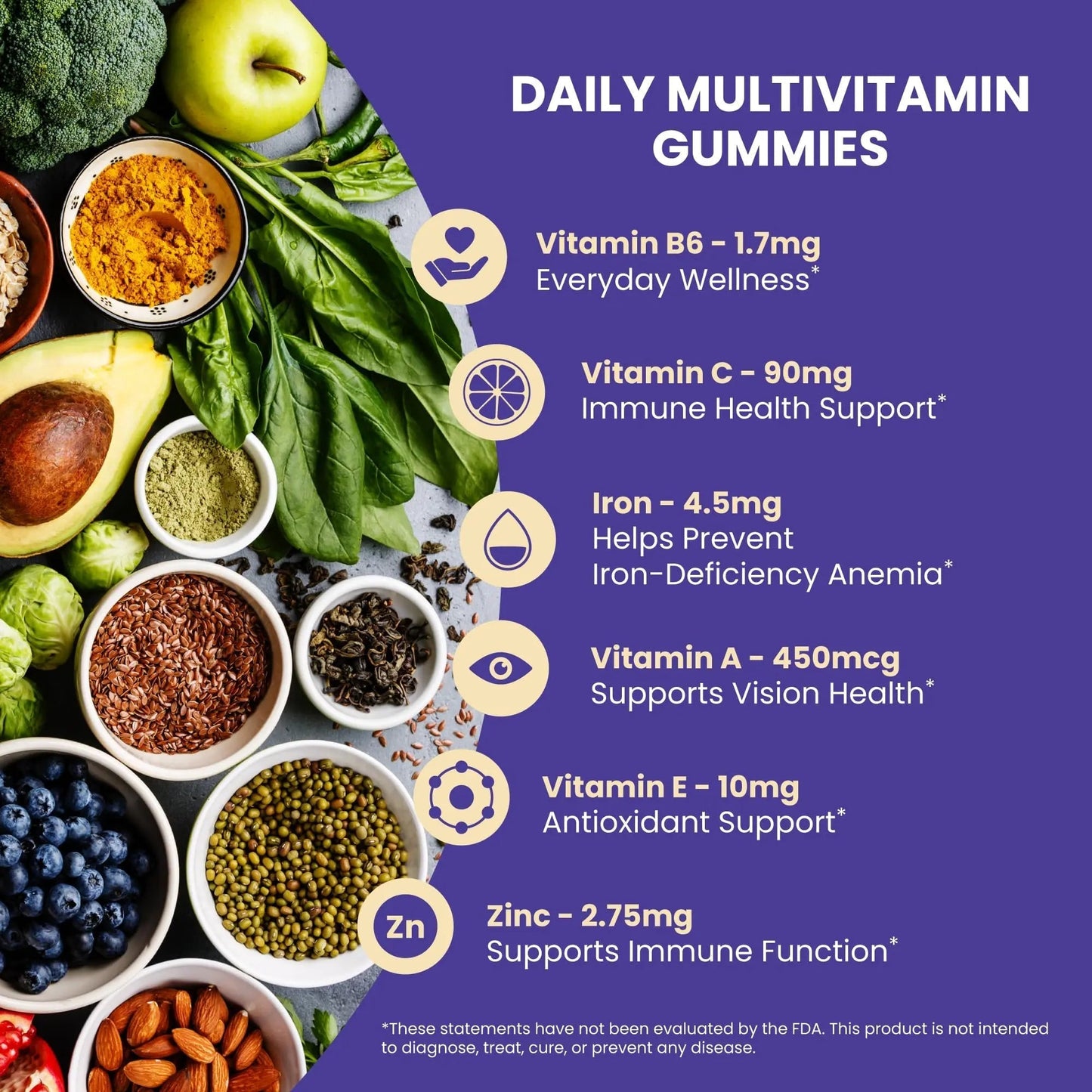 Calm by Wellness Multivitamin Gummies - All Natural Vegan Adult Multivitamin Gummy - Packed with Antioxidant Vitamins C & E, B12, B6 Calm by WellnessBuy Supplements Australia