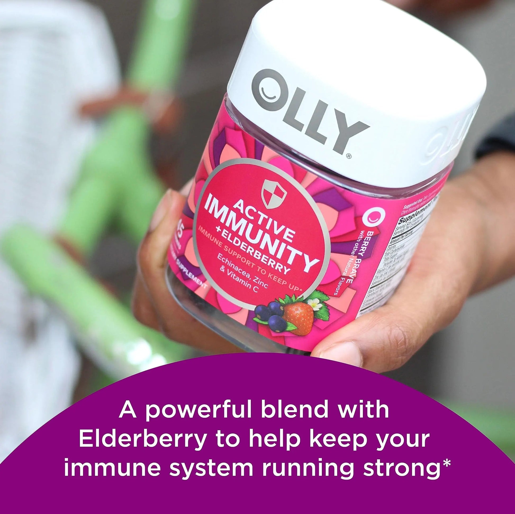 OLLY Kids Immunity Gummy, Immune Support, Wellmune, Elderberry, Vitamin C, Zinc, Chewable Supplement, Cherry - 50 Count & Gummy Active Immunity+Elderberry, 45 Gummies (1 Pack), Berry Flavor OLLYBuy Supplements Australia