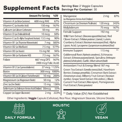 TODICAMP Melanin-Rich Physiology Women's Wellness Formula with 37 Active Ingredients - Daily Multivitamin for Women Hormone Balance, Energy Vitamins for Women, Biotin Supplement for Hair Skin & Nails TODICAMPBuy Supplements Australia