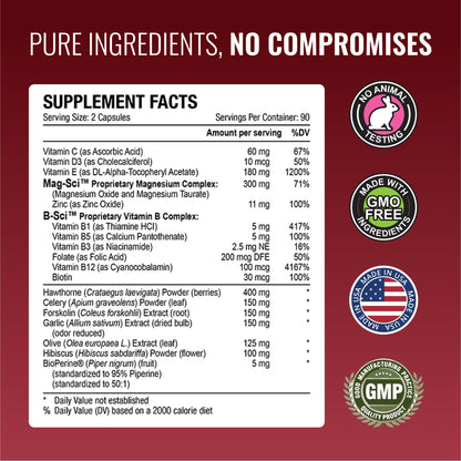 Approved Science Bloodsyl - Supports Blood Flow - Hawthorn Berry, Magnesium, BioPerine - Vegan - 180 Capsules - Pack of 1 Approved ScienceBuy Supplements Australia