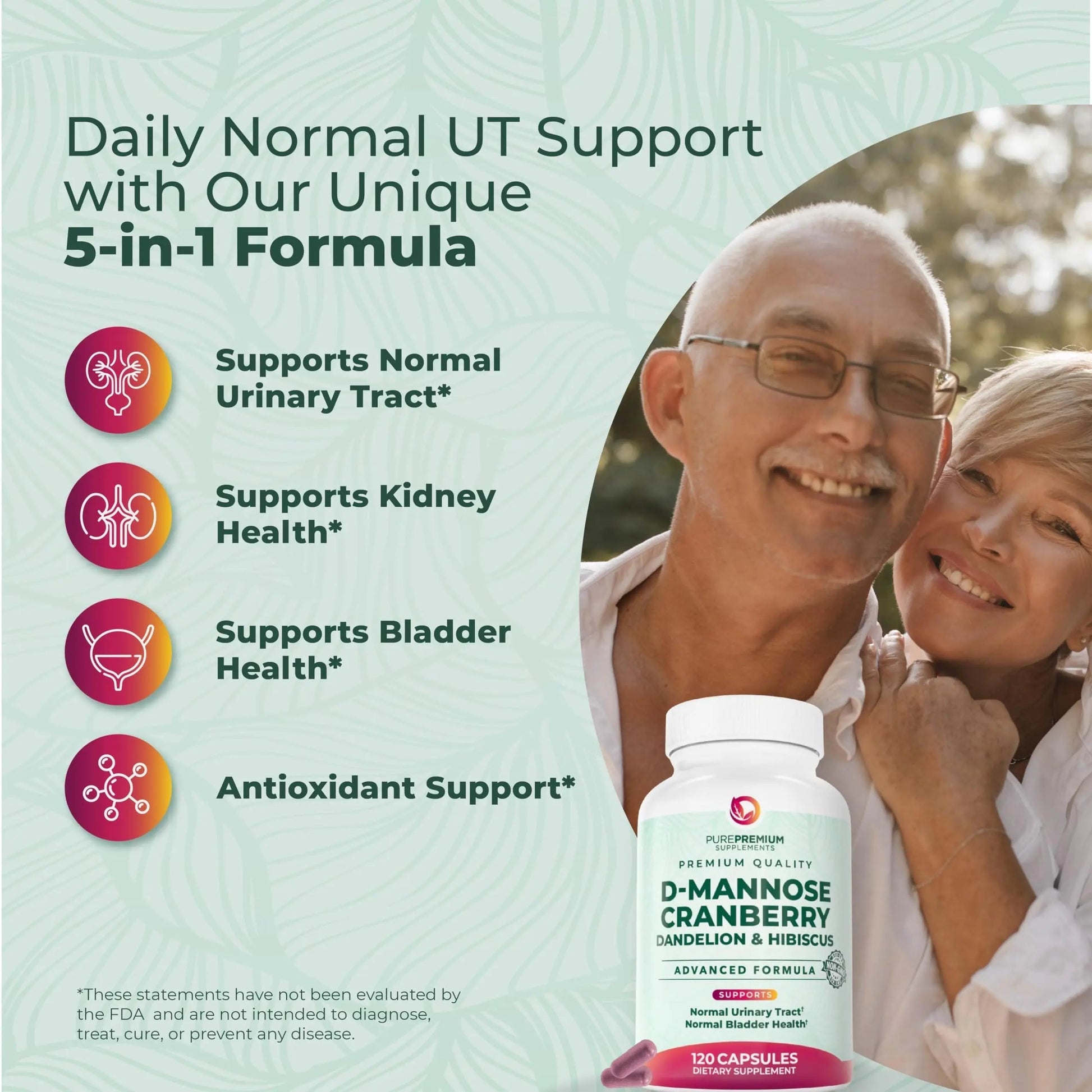 PurePremium D-Mannose with Cranberry, Hibiscus & Dandelion - 1000mg D-Mannose Supplements for Women Supports Urinary Tract Health & Bladder Health - Made in USA, Vegan, 120 Capsules, 2 Month Supply PurePremium SupplementsBuy Supplements Australia