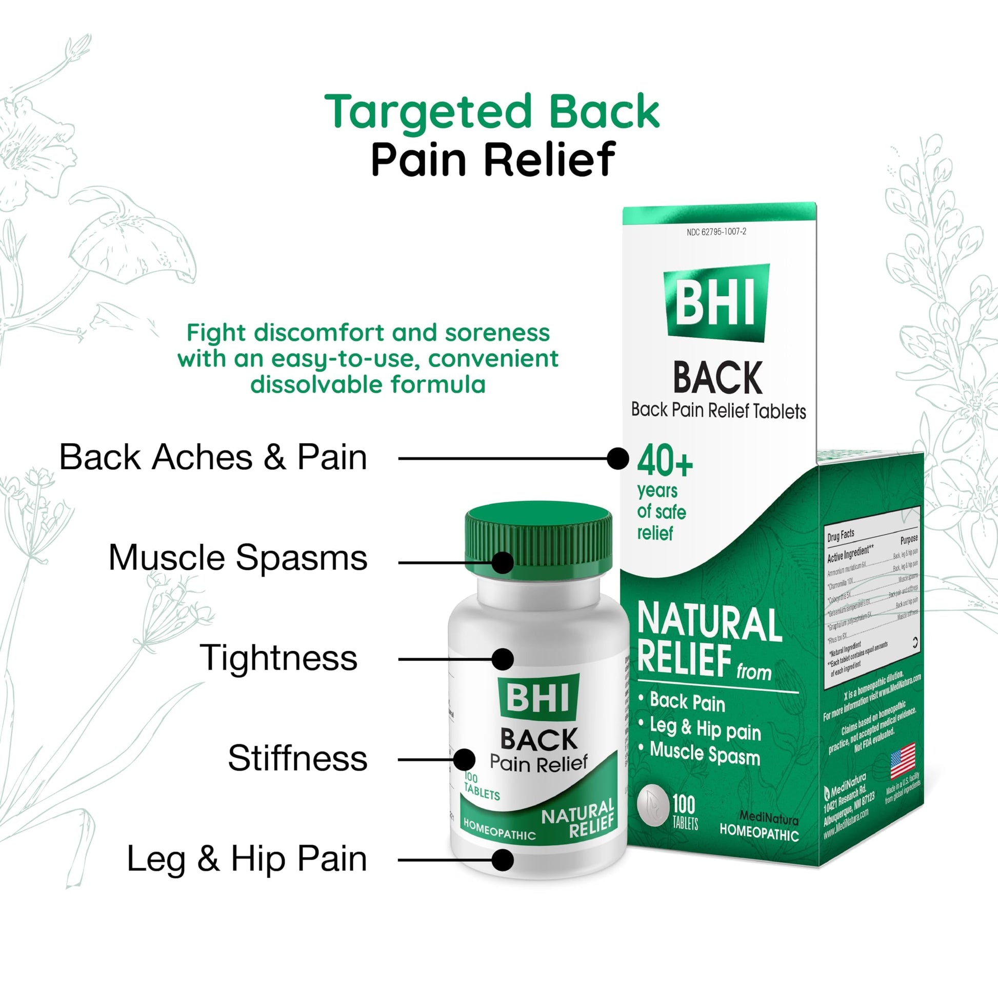 MediNatura BHI Back – Back Relief Tablets – Natural Homeopathic Formula for Muscle Stiffness & Muscle Spasms – Fast-Acting, Non-Drowsy – 100 Count MediNaturaBuy Supplements Australia