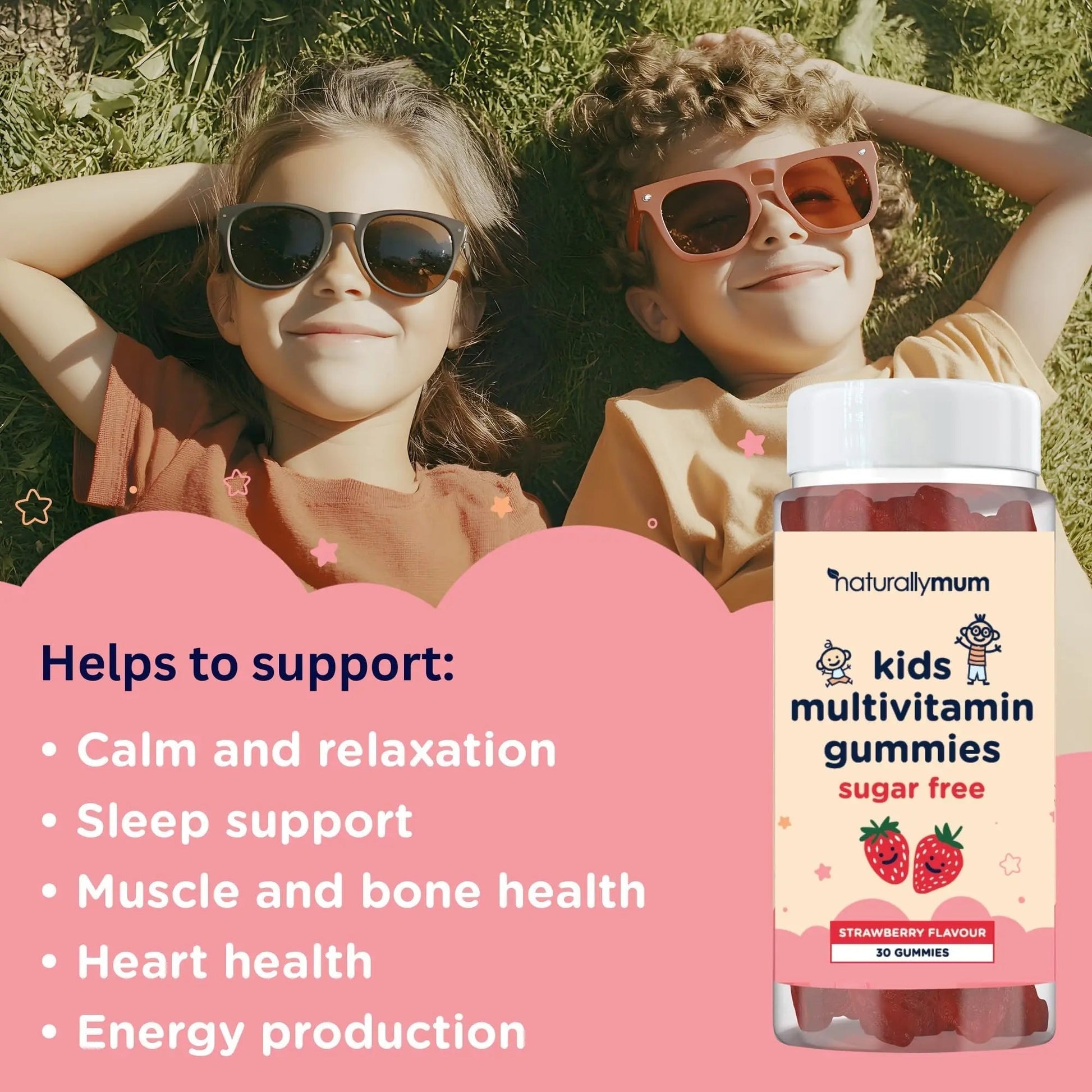 NaturallyMum Kids Multivitamin Gummies | for Children | Vegan Friendly | 30 Chewable Gummies | with Vitamins A, D, E, B6, B12, C | NaturallyMumBuy Supplements Australia