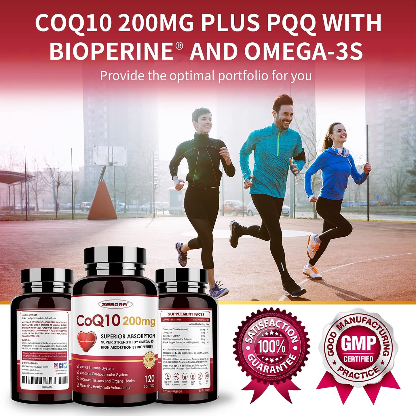 CoQ10-200mg-Softgels with PQQ, BioPerine & Omega-3, 120 Servings Coenzyme Q10 ZEBORABuy Supplements Australia