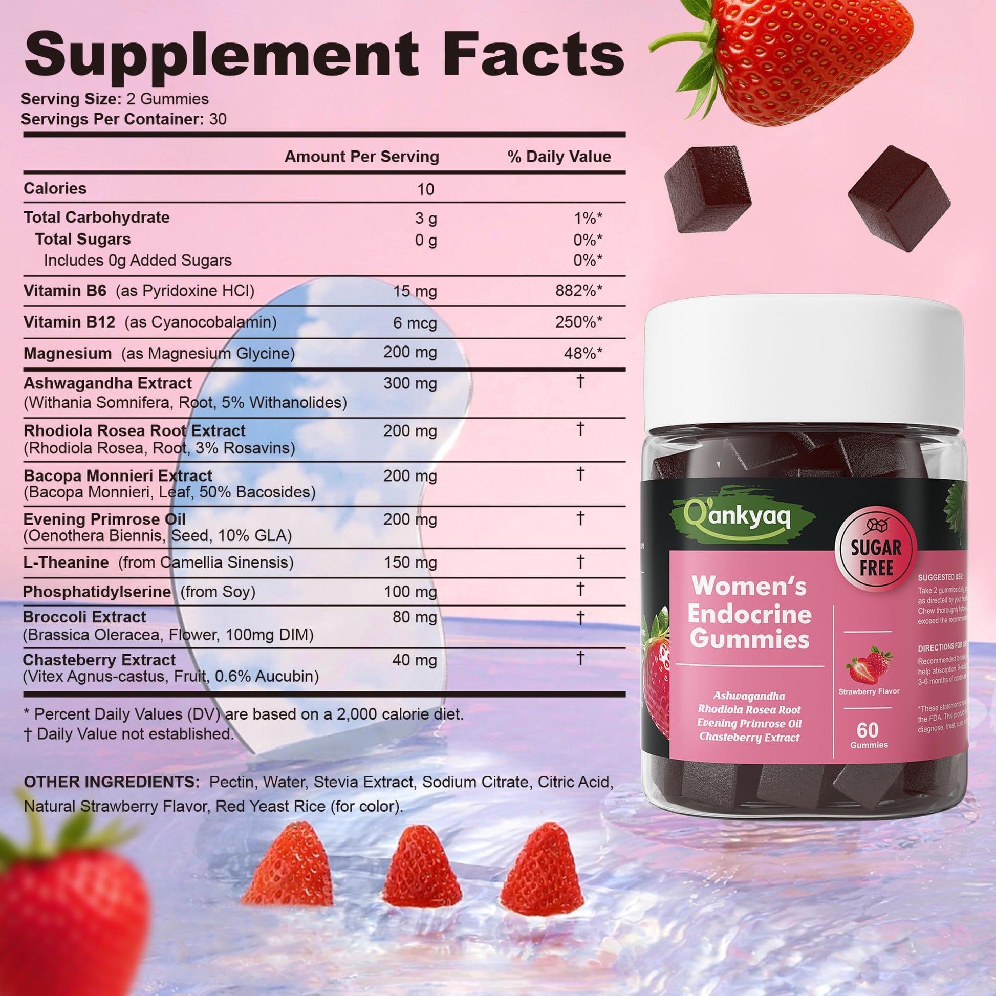 Q'ankyaq PMS Support Gummies for Women, Hormone Balance with Evening Primrose Oil, Chasteberry, Vitamins B6 & B12 - Comfort, Bloating, Mood & Energy Support - 60 Gummies Q'ankyaqBuy Supplements Australia