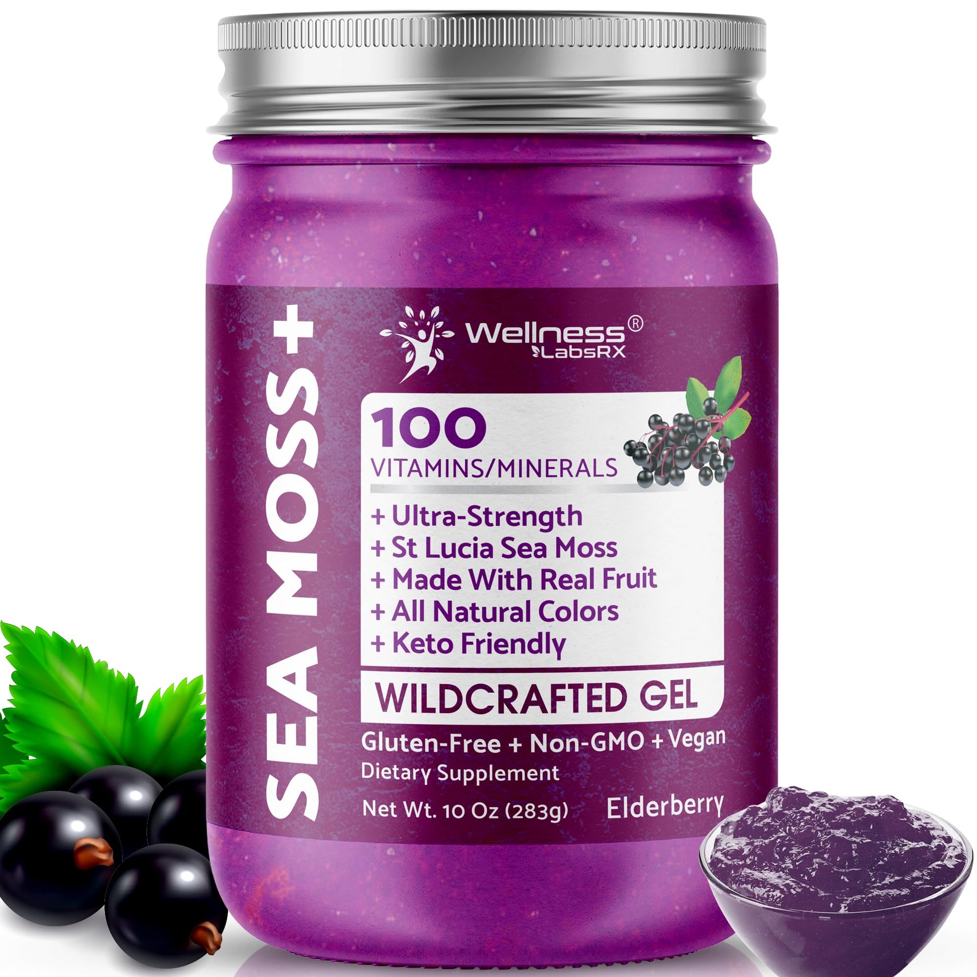 WELLNESS LABSRX Irish Sea Moss Gel Raw - Wildcrafted Superfood Seamoss Gel - Elderberry Flavor, Vitamin and Mineral-Rich from Pristine Caribbean Waters, Immune and Digestive Health Support - 10 oz. WELLNESS LABSRXBuy Supplements Australia