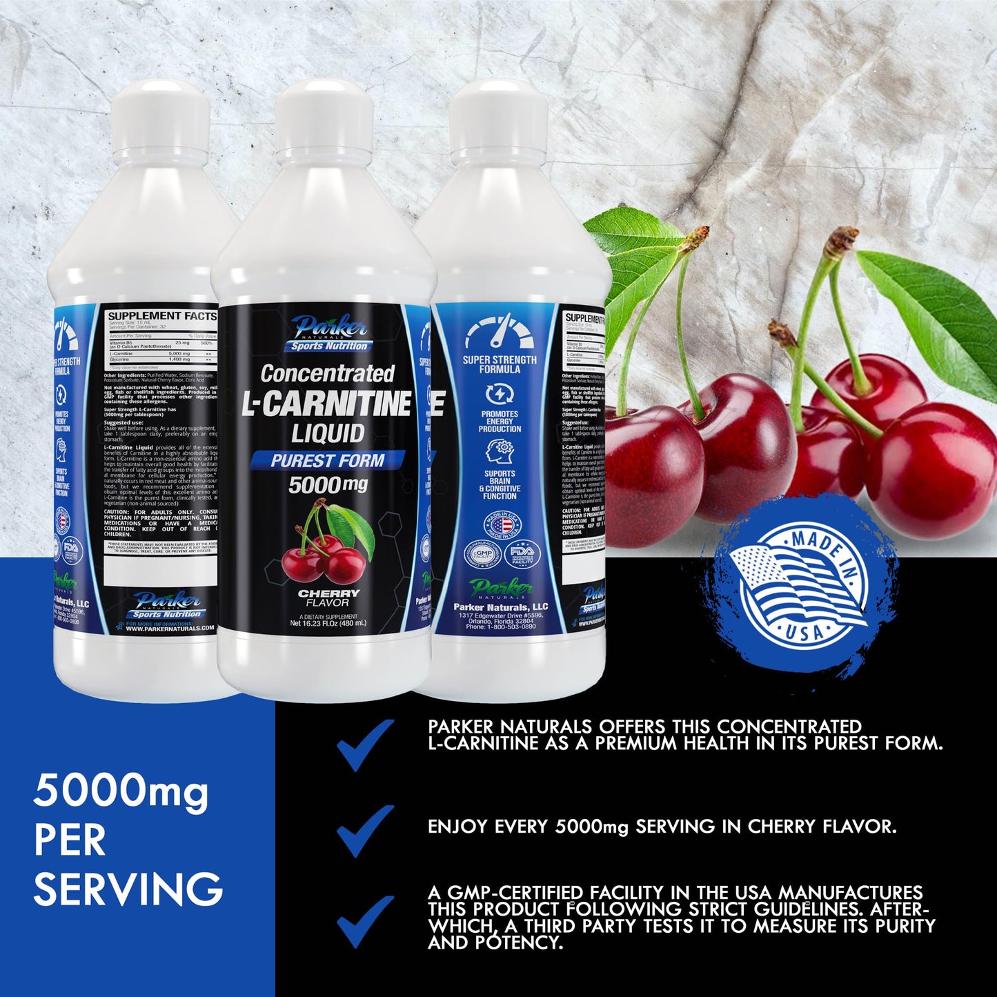 Parker Naturals L-Carnitine 5000 Mg Premium Dietary Supplement Liquid - 16 Oz All Natural Parker NaturalsBuy Supplements Australia