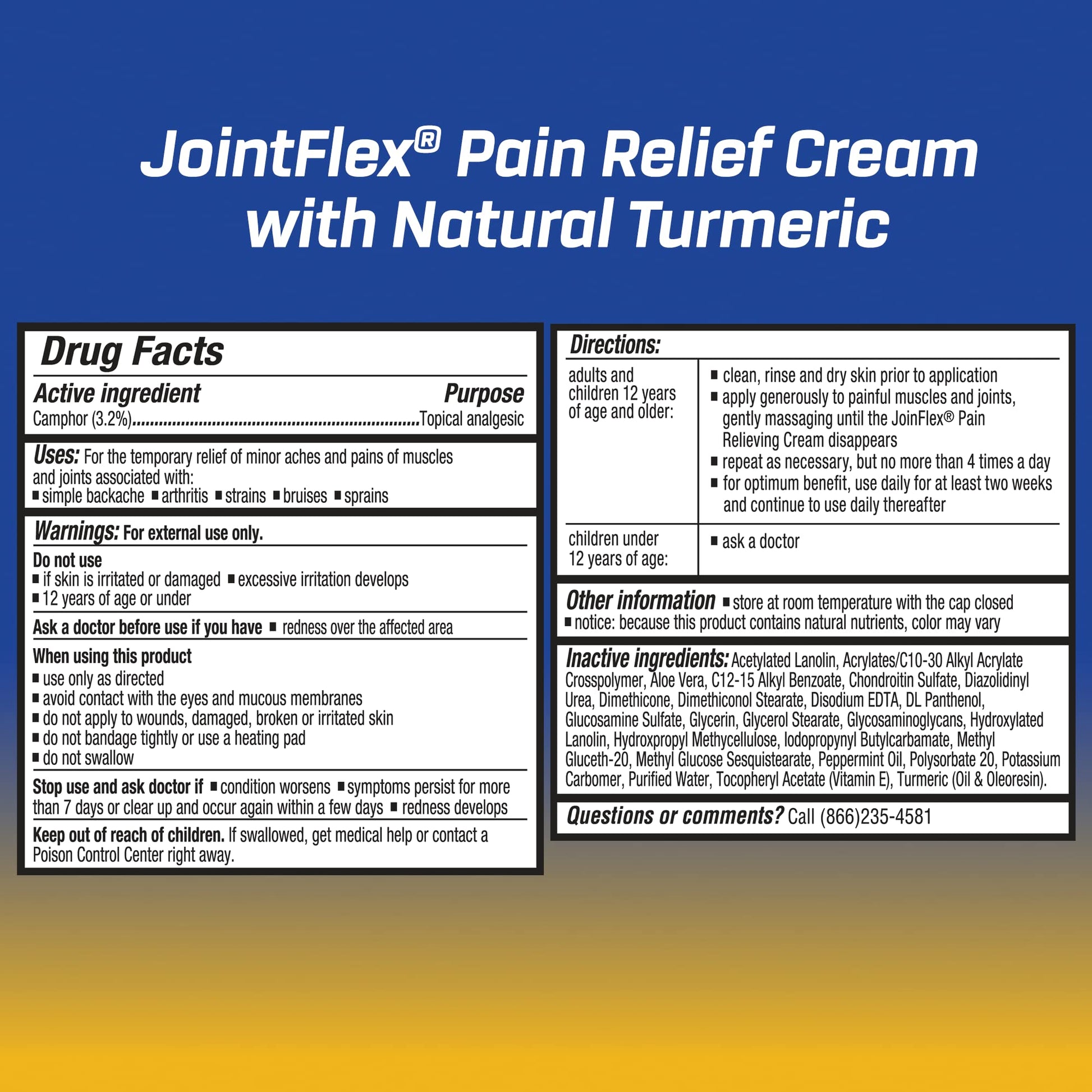 JOINTFLEX Pain Relief Cream with Turmeric, Arthritis Pain Relief, Joint Pain Relief, 3 Ounce Tube JointFlexBuy Supplements Australia