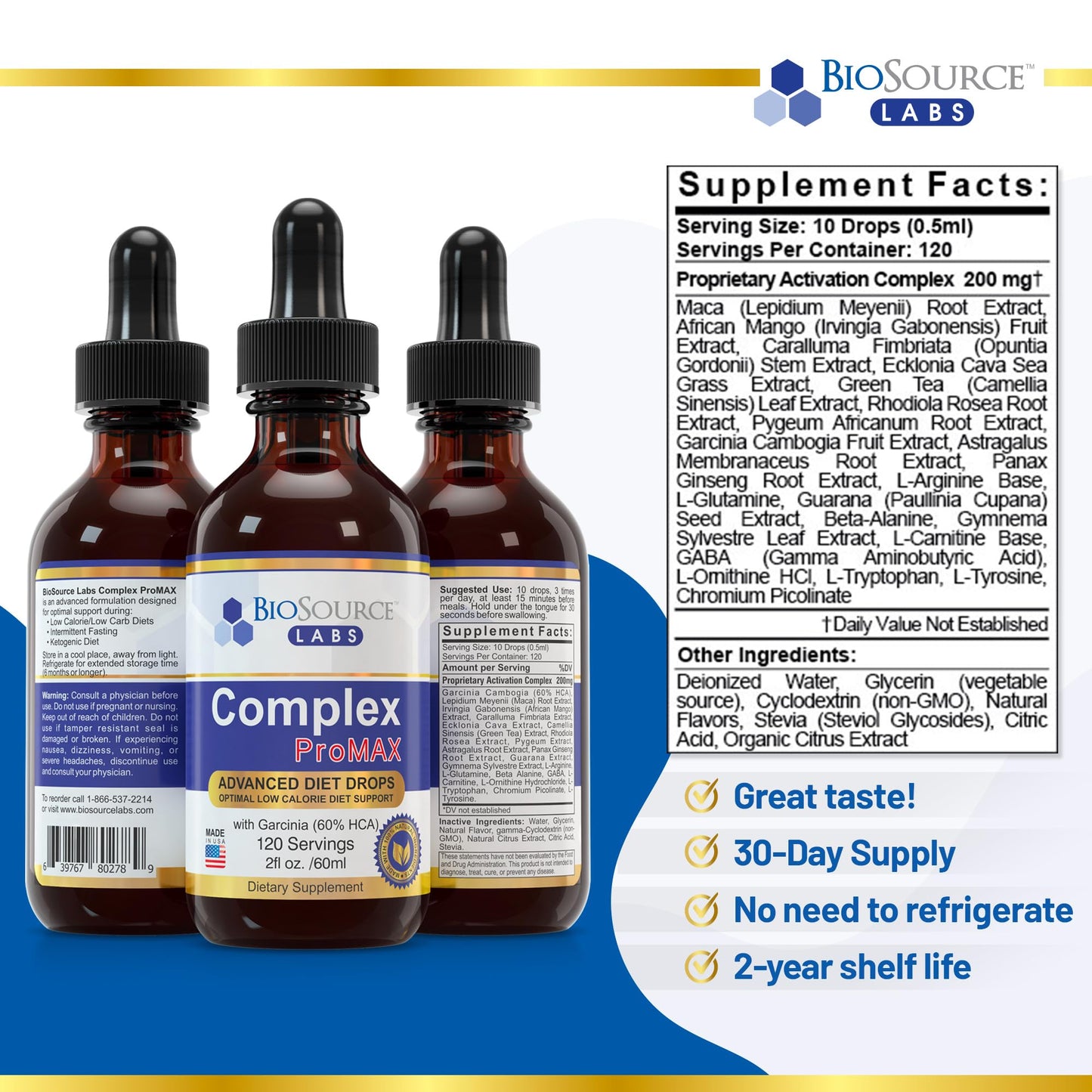 BioSource Labs Complex ProMAX Premium Diet Drops (1 x 2 oz Bottle) BioSource LabsBuy Supplements Australia