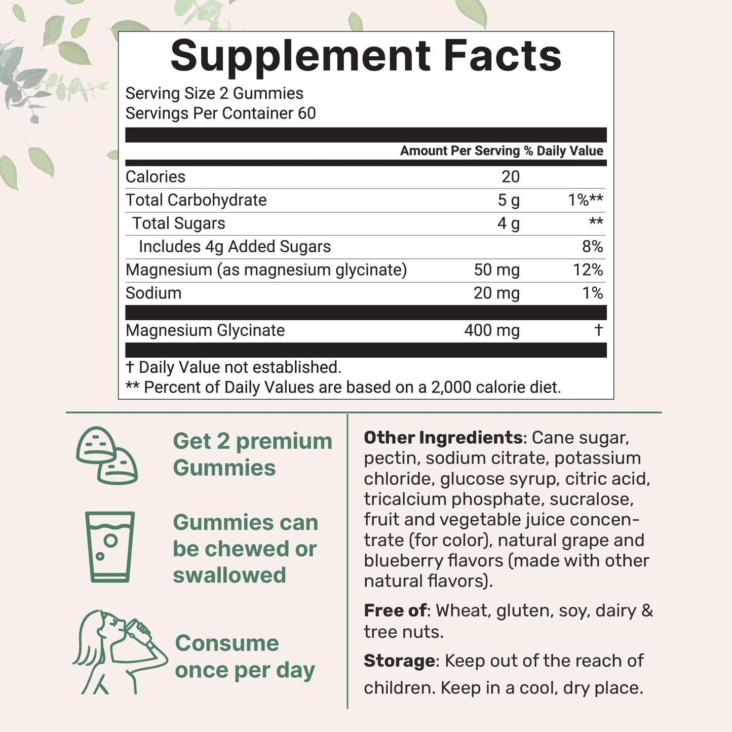 Magnesium Glycinate Gummies 400mg Per Serving, 120 Count | Natural Grape Blueberry Flavor | Potent Elemental Form + Chelated for High Absorption | Healthy Muscle, Bones, & Mood Support Supplement Micro IngredientsBuy Supplements Australia