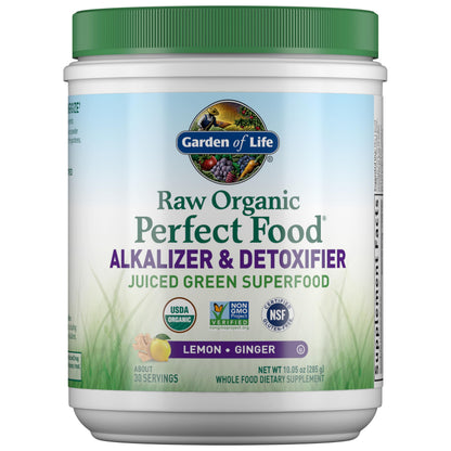 Garden of Life Raw Organic Perfect Food Alkalizer and Detoxifier, Lemon Ginger Flavored Superfood Powder Supplement, 30 Servings Garden of LifeBuy Supplements Australia