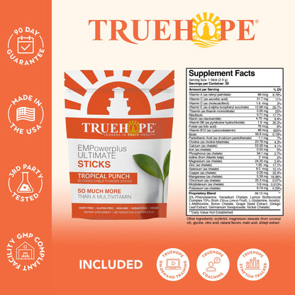 Truehope Multivitamin Nootropic Pouches with Inositol - Once-Per-Day EMPowerplus Ultimate Sticks - 30 Count (Tropical) TruehopeBuy Supplements Australia