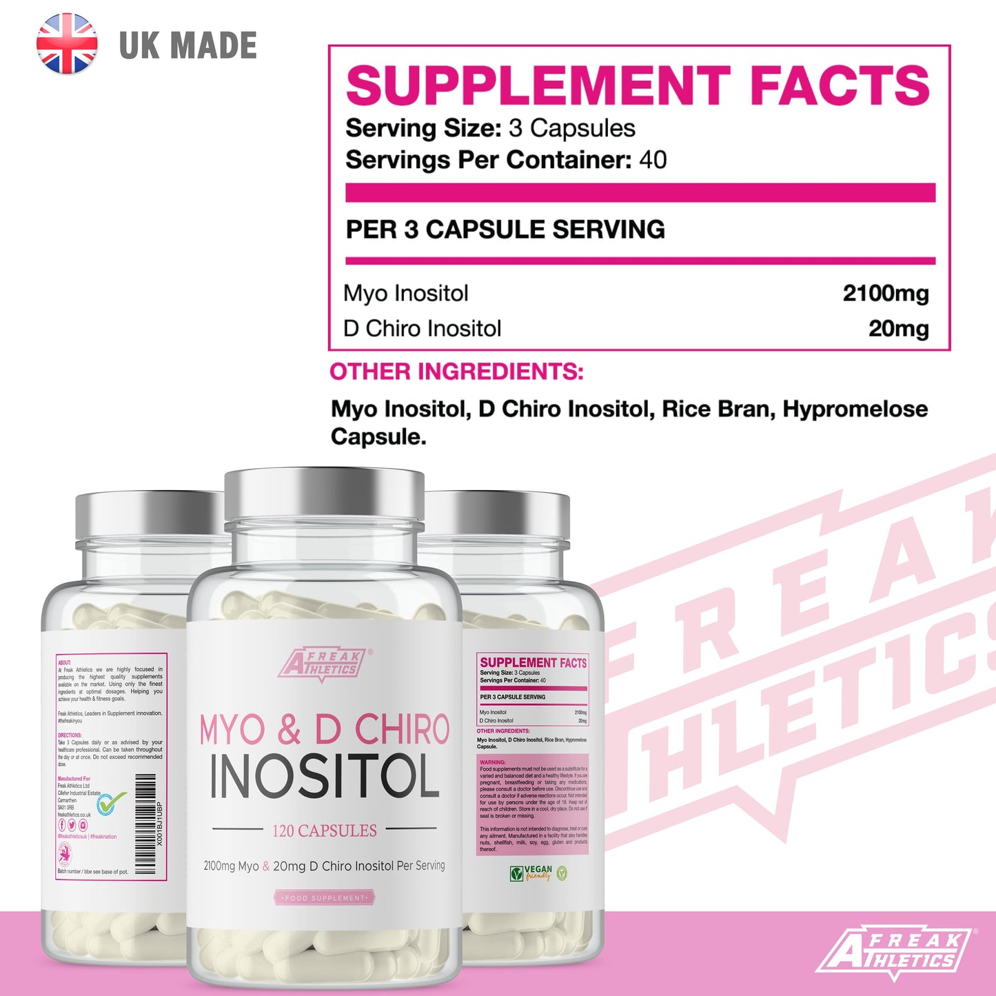 Myo-Inositol & D Chiro Inositol - Supports Women with PCOS -120 Capsules - Promotes Freak AthleticsBuy Supplements Australia
