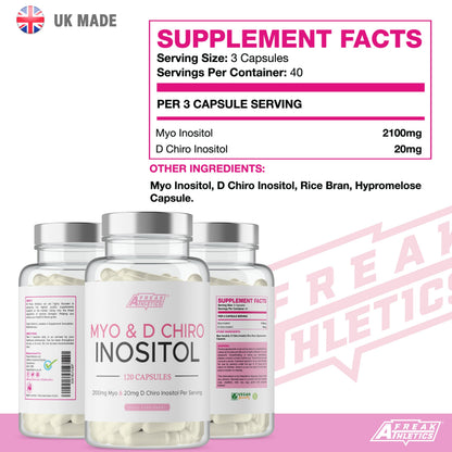 Myo-Inositol & D Chiro Inositol - Supports Women with PCOS -120 Capsules - Promotes Freak AthleticsBuy Supplements Australia
