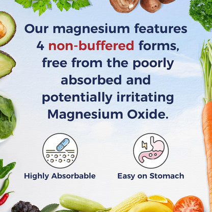 Vitalitown Magnesium Complex Supplement 500mg - NSF Certified Magnesium Glycinate, Malate, Taurate & Citrate - Chelated High Absorption & Gentle on Stomach